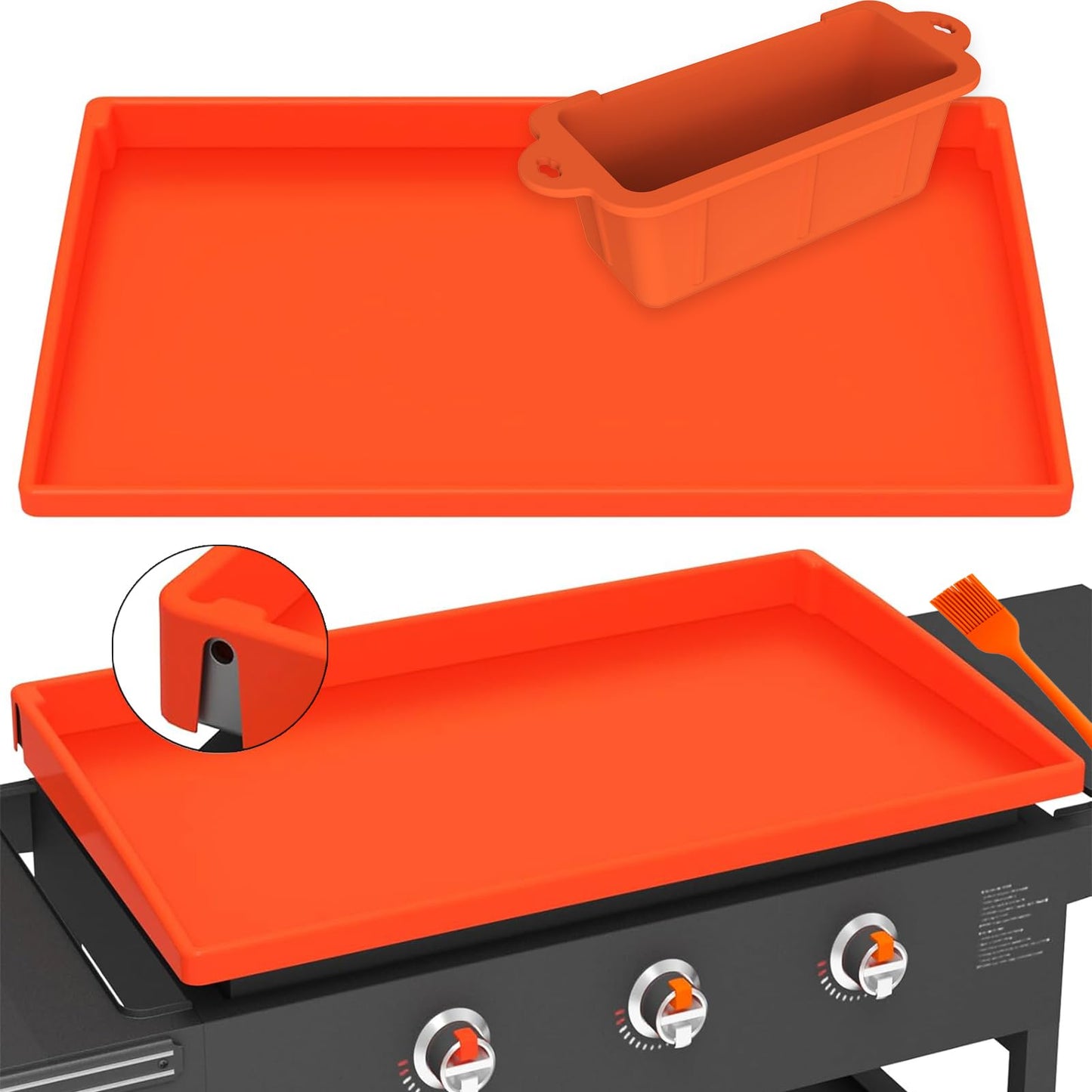 36 Inch Silicone Griddle Cover Mat Kit for Blackstone Grill/Blackstone Griddle Accessories, a Silicone Grease Liner, Heavy Duty Food Grade BBQ Accessories Mat for All Season Outdoor Protector