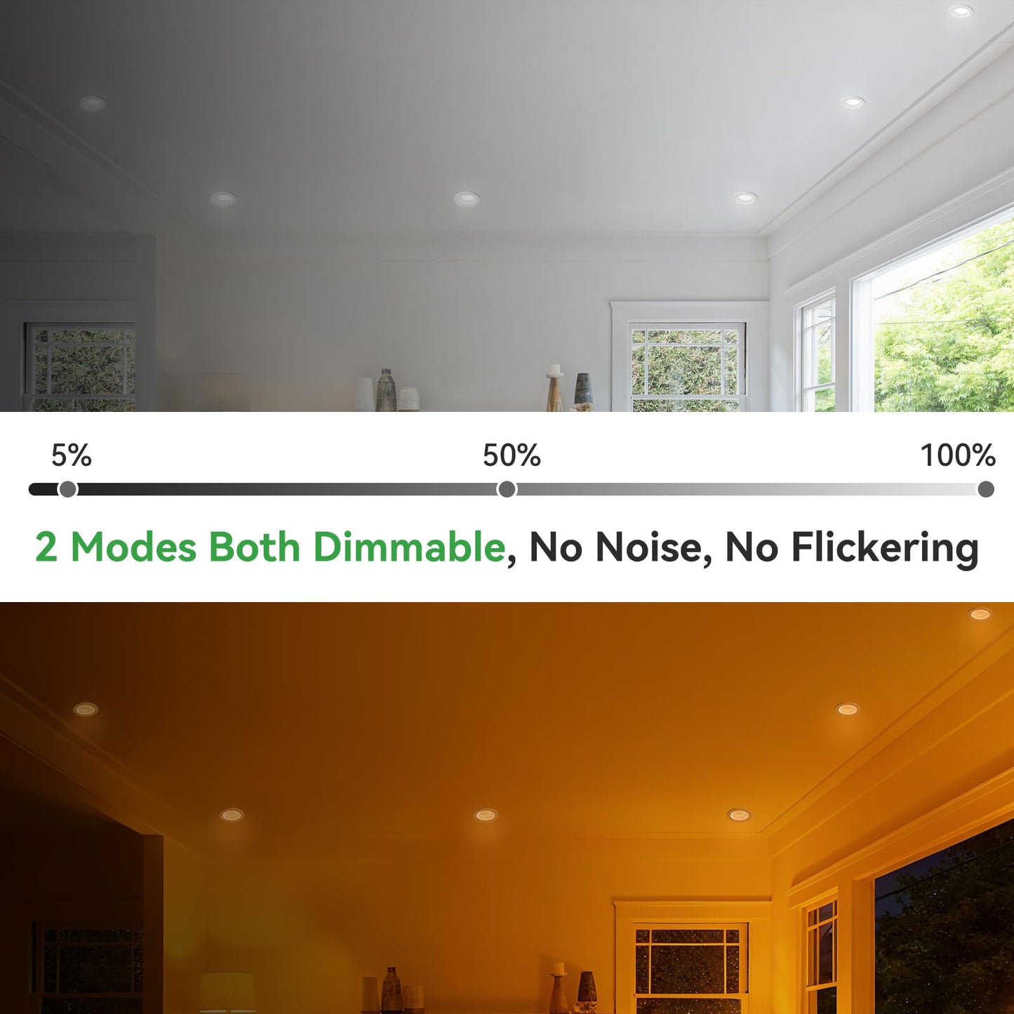 Togalonn Pot Lights 3 Inch LED Recessed with Night Light, Dimmable & 5CCT Selectable Slim Soffit Downlight, Ultra-Thin Canless Wafer Lighting, cETL, IC Rate, 6W/2W, Cut-Out 3", 6 Pack
