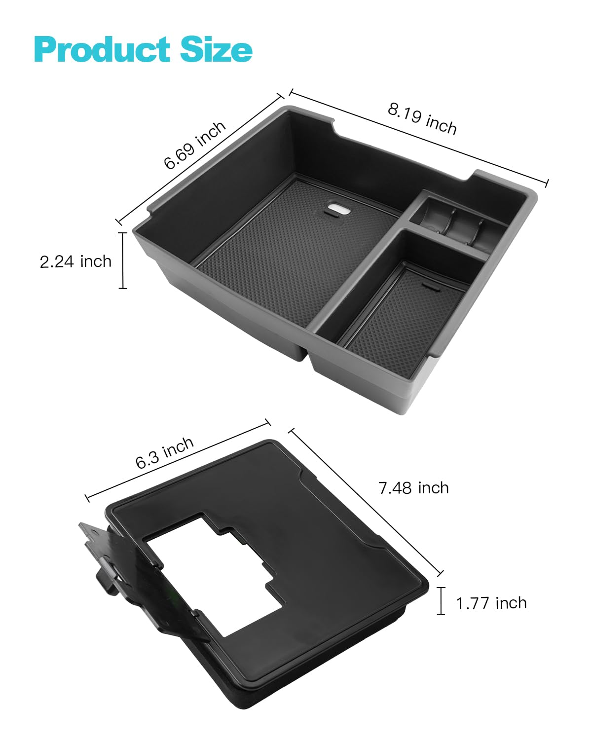 CDEFG 2Pcs for 2024 2025 2026 Toyota Tacoma Center Console Organizer Tray for Toyota 2024 2025 2026 Tacoma Accessories Middle Console Organizer Armrest Compartment Storage Box