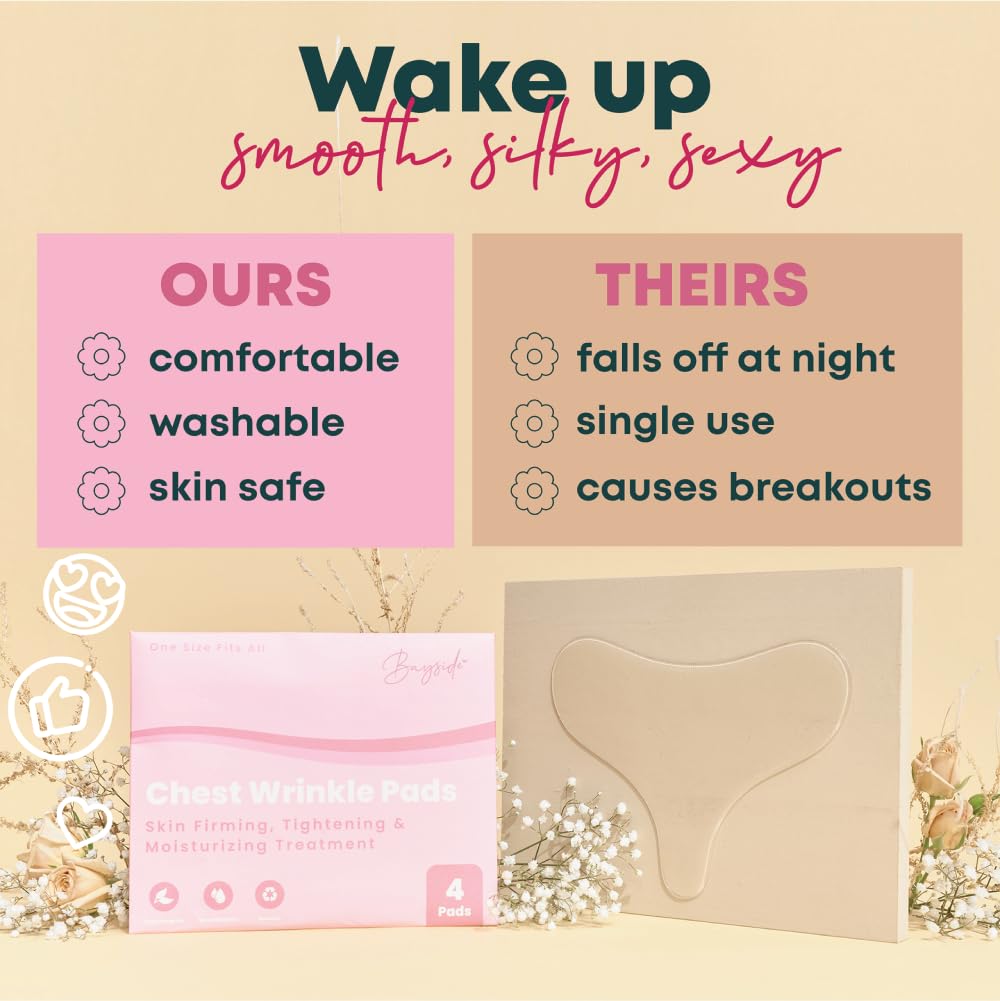 Chest Wrinkle Pads | Wrinkle Patches Reusable | Anti Wrinkle Patches | Chest Wrinkle Pillow Pads for Smoother, Youthful Skin Long-Lasting | Chest Patches for Wrinkles | Reusable Patch for Chest 4 Pack