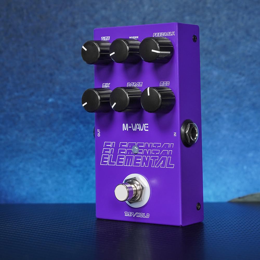 M-VAVE ELEMENTAL Digital Delay Pedal - 9 Modes, 3000ms Psychedelic Delay, Artistic Design, Dual Power Supply, TAP/HOLD Modes for Guitar/Keyboard