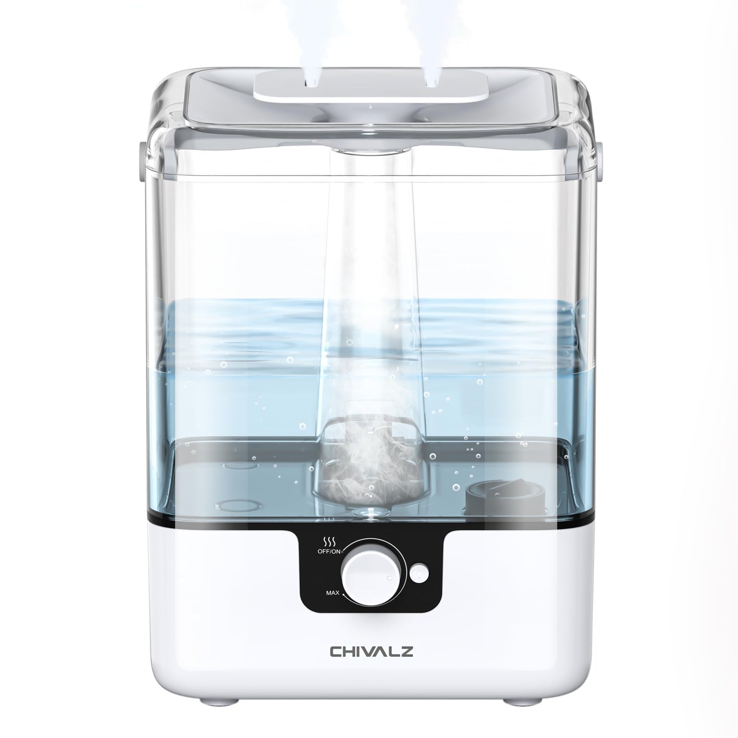 CHIVALZ Humidifiers for Bedroom, 6L Cool Mist Humidifiers for Baby Nursery, 26dB Quiet, 50H Runtime, Top Fill Humidifier for Large Room, Home, Plants, Nightlight, Oil Diffuser 1 Pack, White
