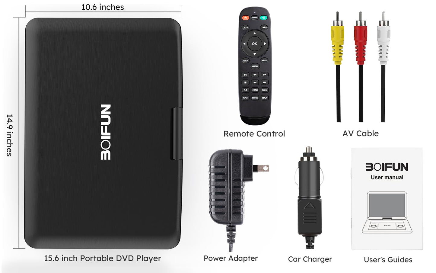 17.9" Portable DVD Player with 15.6" Large HD Screen, 6 Hours Rechargeable Battery, Support USB/SD Card/Sync TV and Multiple Disc Formats, High Volume Speaker,Black