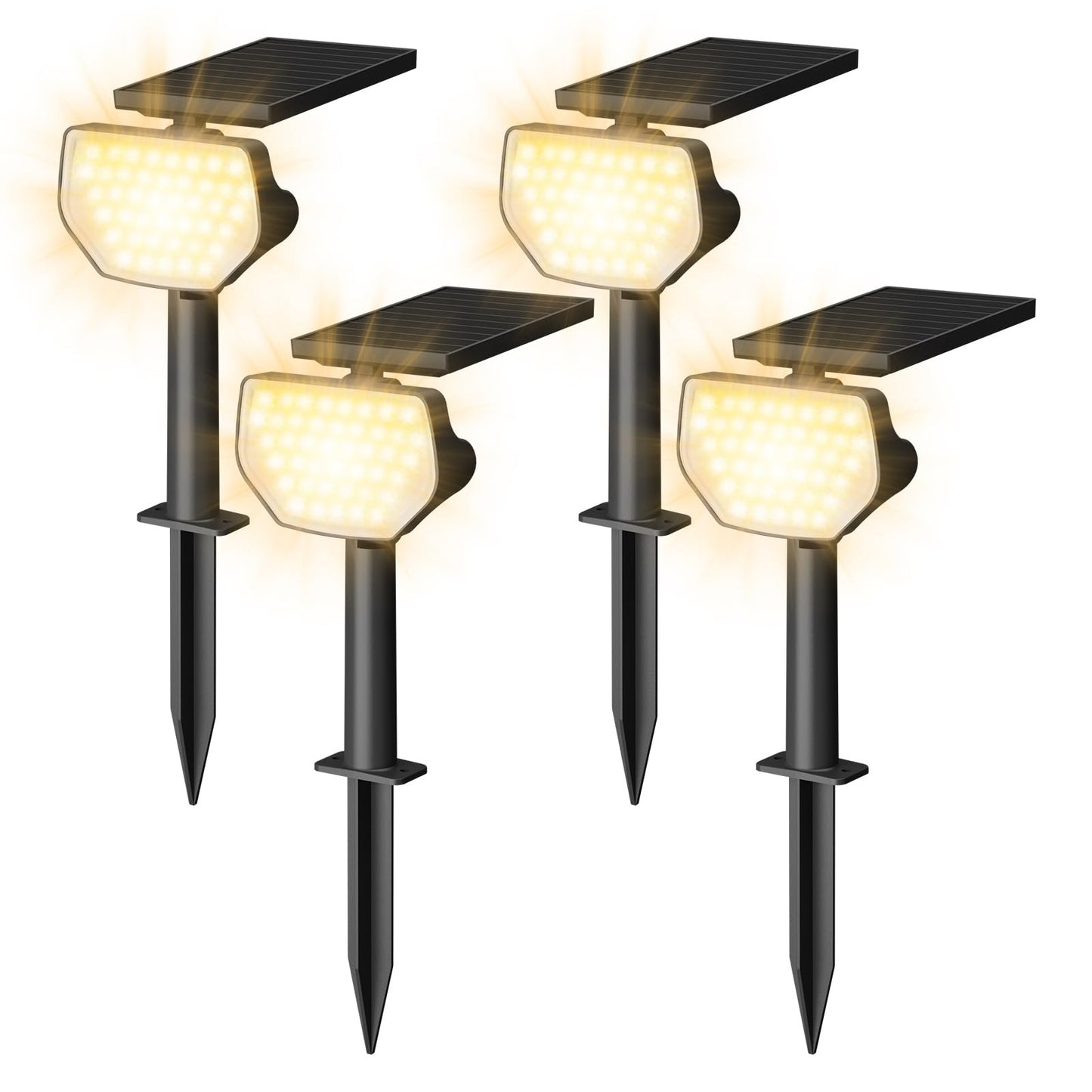 Lepro Solar Spotlights Outdoor 4-Pack, 43 LEDs Outdoor Solar Lights 3000K Warm White, IP65 Waterproof, Dusk-to-Dawn, Auto On/Off Solar Garden Lights, for Outside Yard Porch Pathway Driveway