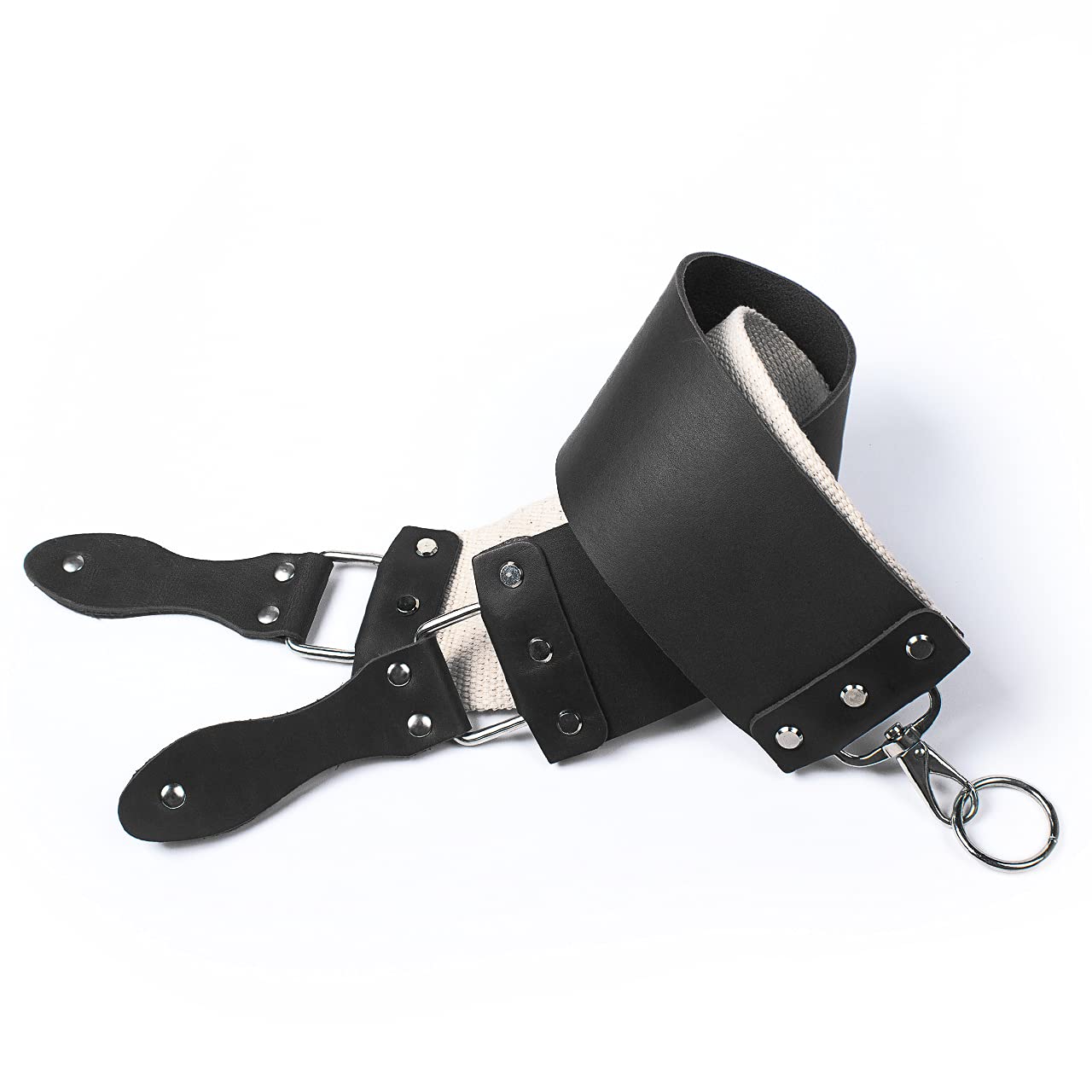 Razor Strop - Barber's Latigo Leather Straight Razor Strop. Dual Strap that will be a Great Addition for Any Straight Razor. PREMIUM LEATHER Strop for Sharpening. (Black)