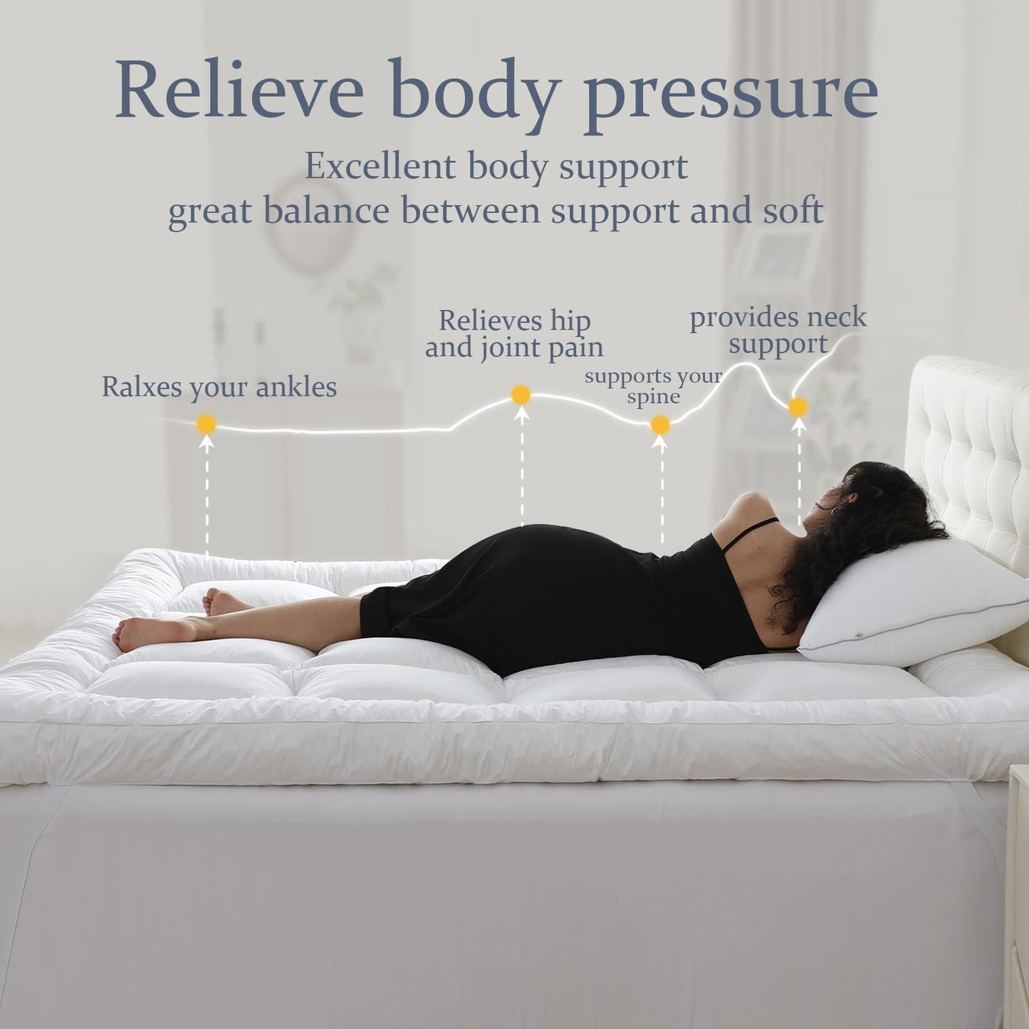 WhatsBedding 5 Inch Memory Foam Mattress Topper Twin for Back Pain Relief, Filled with Breathable Memory Foam, Soft Fluffy Supportive Bed Mattress Topper, 75x39x5in