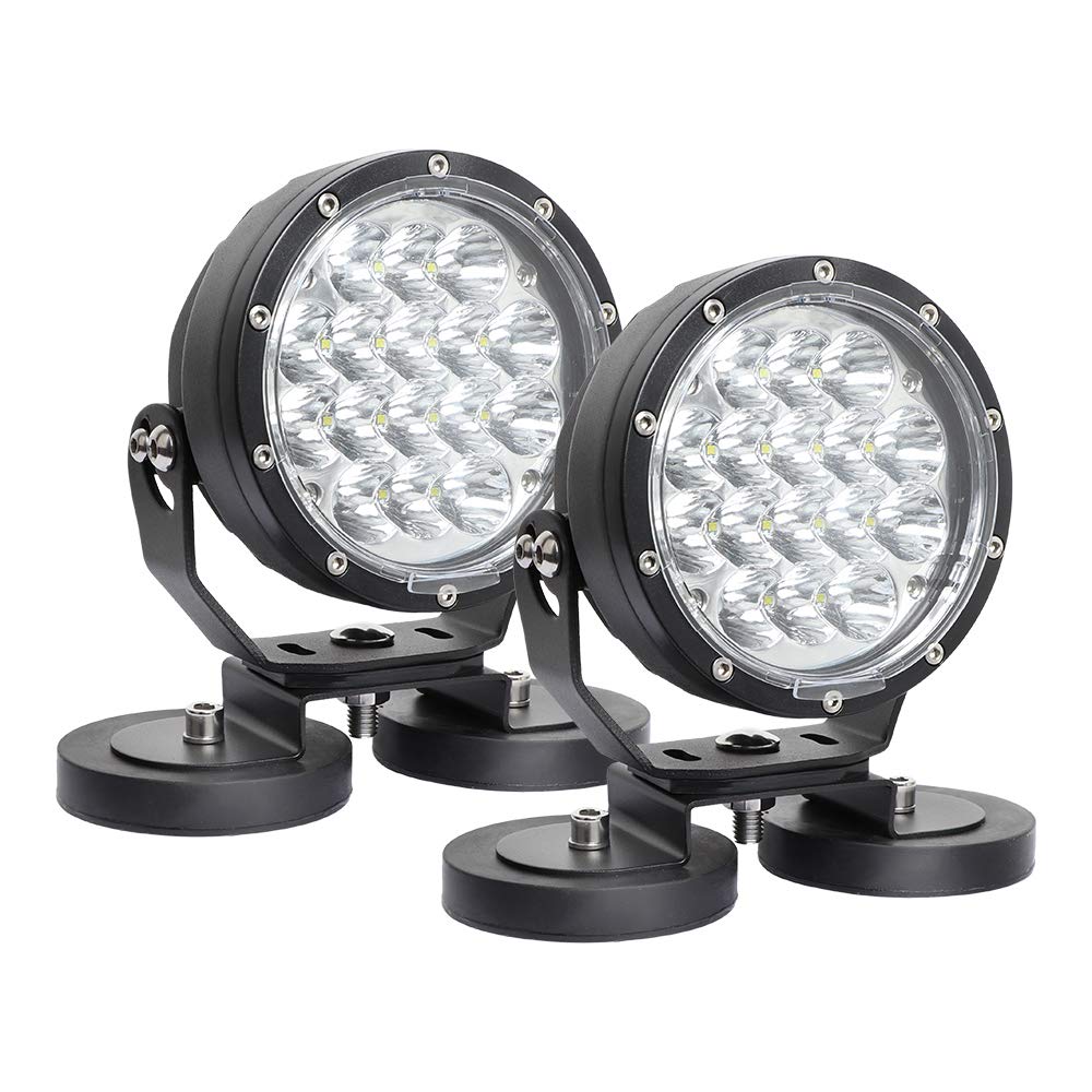 EXZEIT Strong Magnet Base for Led Work Light, Powerful Magnetic Mounting Bracket with Protecting Rubber for Off Road Driving Lighting (Two PCS)