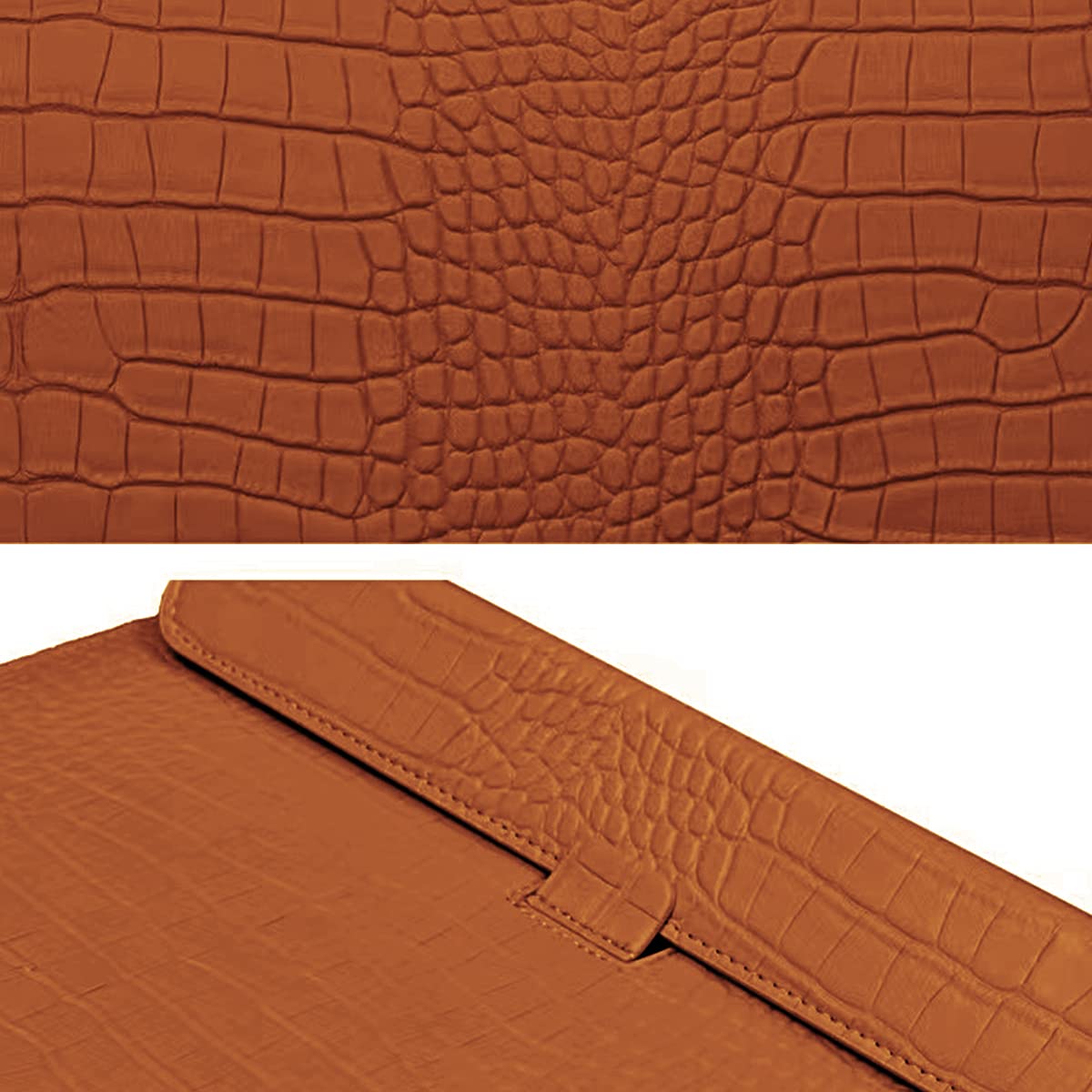 Seanai 15-16 Inch Crocodile Faux Leather Laptop Sleeve Case with Magnetic Closure & Stand Function for MacBook Air 15 Pro 15 Pro 16 M5 M4 M3 M2 M1 A3448 A3241 A2485 A3428 A3429 (2019-2026), Brown