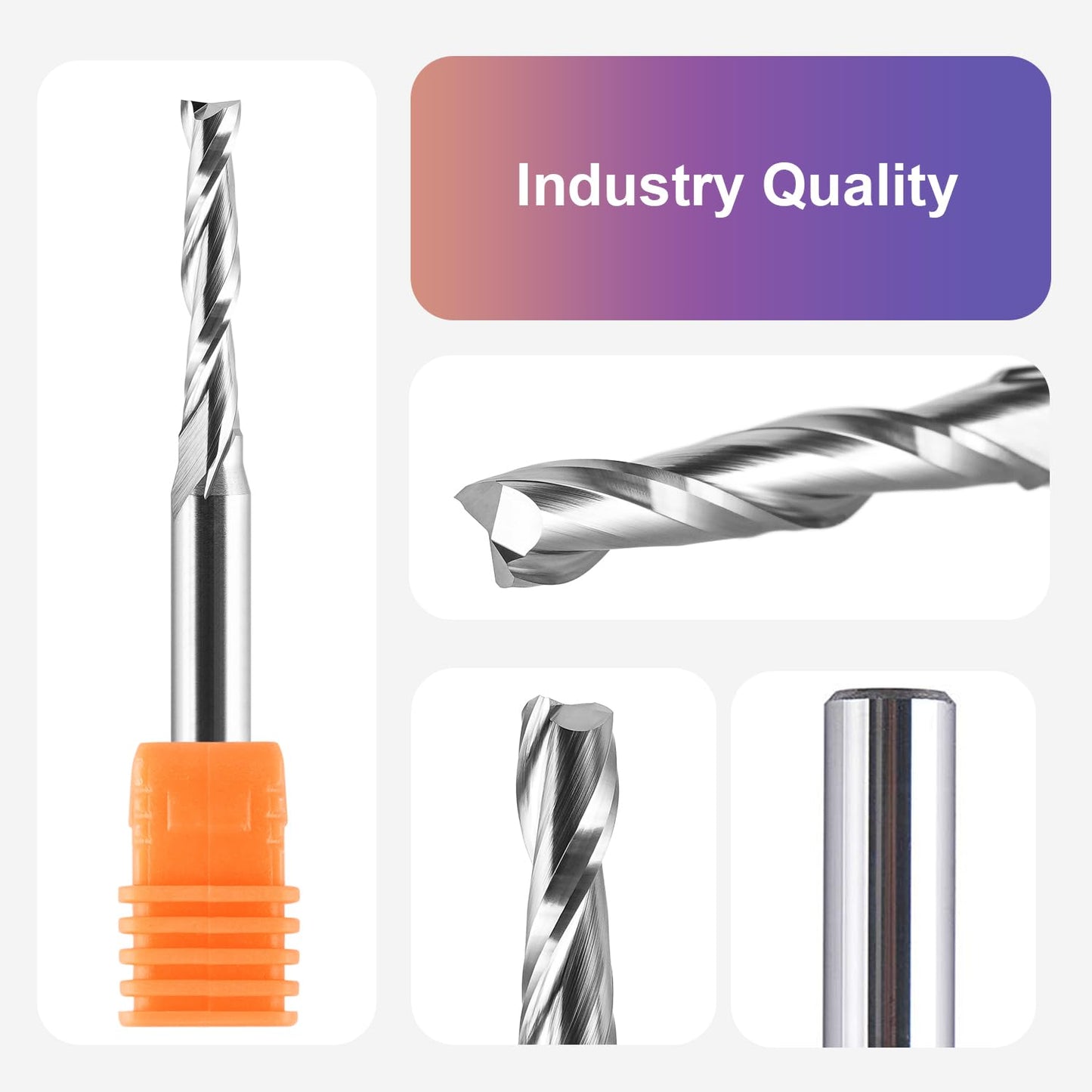 SpeTool 5PCS 3/16" Upcut CNC Router Bits Set 1/4" Shank Carbide Spiral End Mill Plunge Cut Wood Slot Inlay Engraving bits