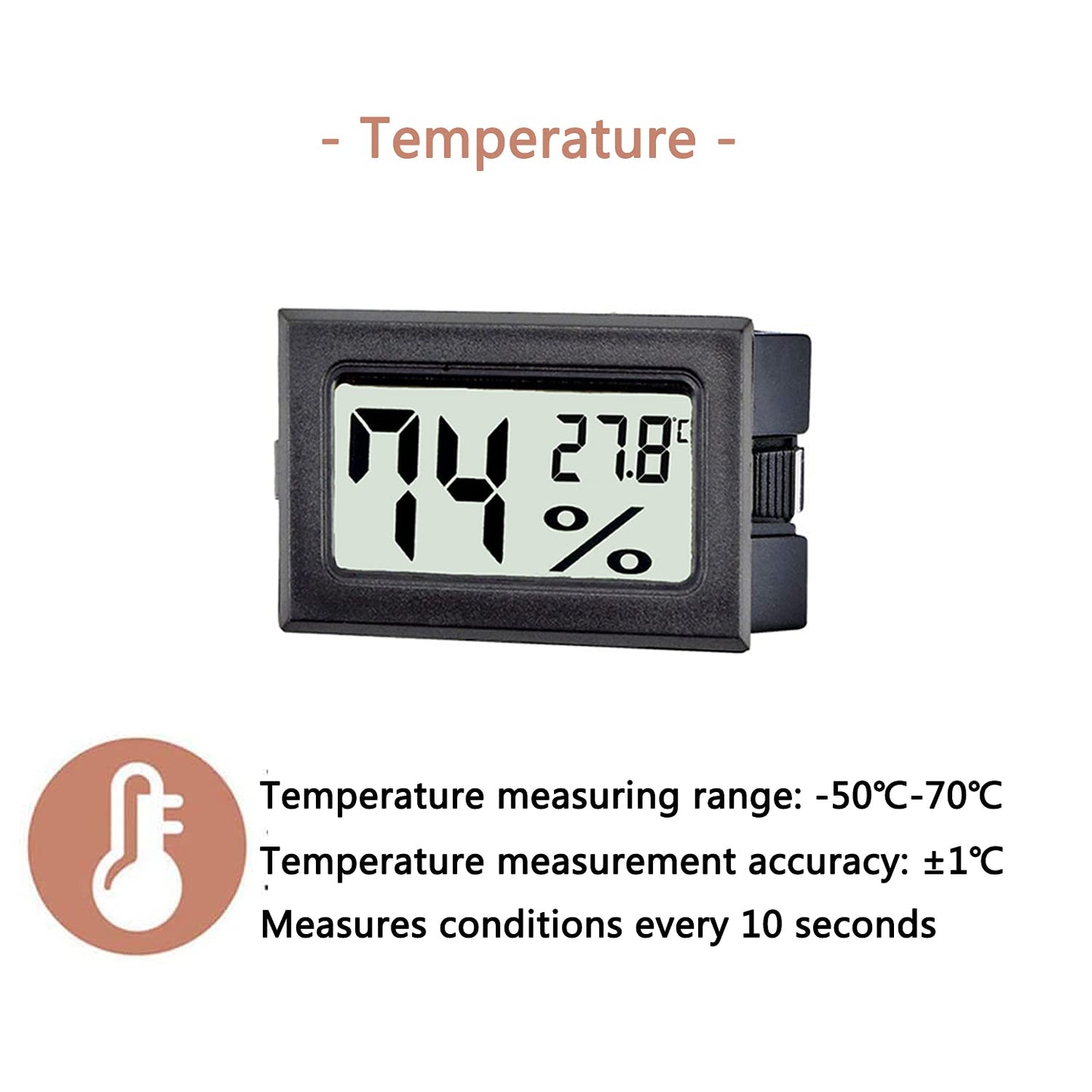 TASOGEN 12 Pack Mini Digital Hygrometer Thermometer,Indoor Temperature and Humidity Gauge Meter Monitor Celsius (℃) for Humidor,Greenhouse,Reptile Tank,Home,Jars