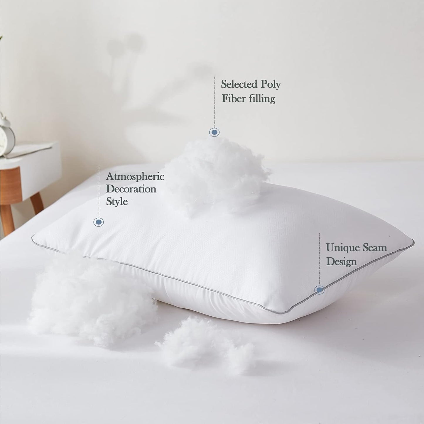 Wamsound Bed Pillows for Sleeping 4 Pack Standard Size - Luxury Quality Hotel Collection Pillows with Premium Plush Fiber - Soft Gel Pillows for Stomach Back & Side Sleepers