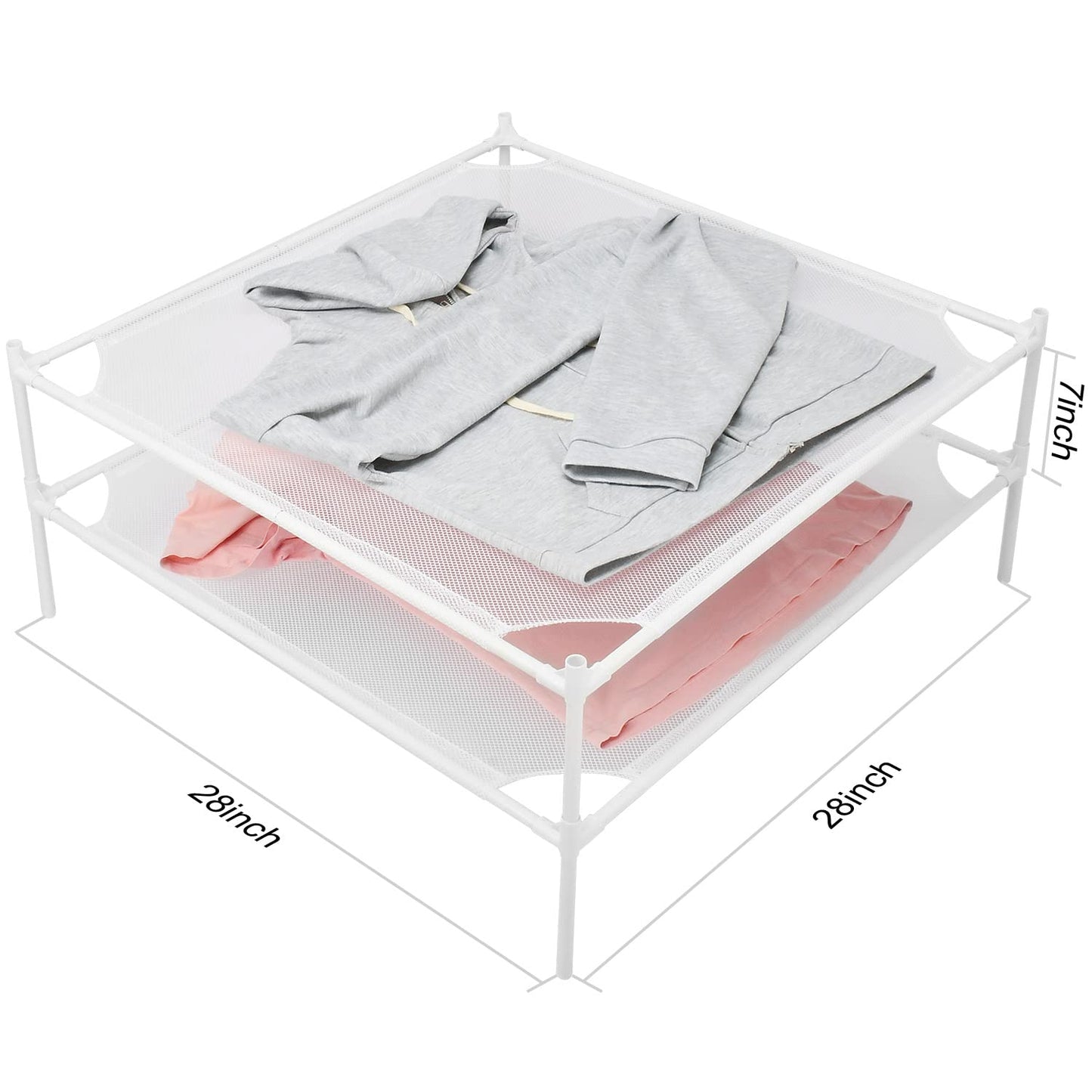 Clothes Drying Rack Flat, Portable Dryer for Sweater with Metal Tube, 2-Layer Mesh Laundry Rack for Indoor and Outdoor Use, Can be Placed to Dry Towel, Sweater, Hat, Glove, Bottle, Herbal