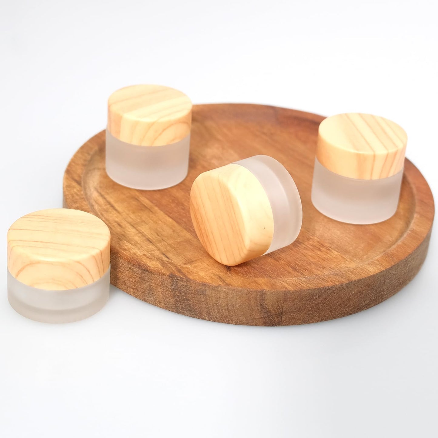 64 Pcs Glass Cosmetic Containers 5 Grams Round Frosted Cosmetic Jars with Leak proof lids Empty glass sample Jars Scrub Balm Lotions Sample Containers for Makeup Lotion Lip Balm Eye Cream