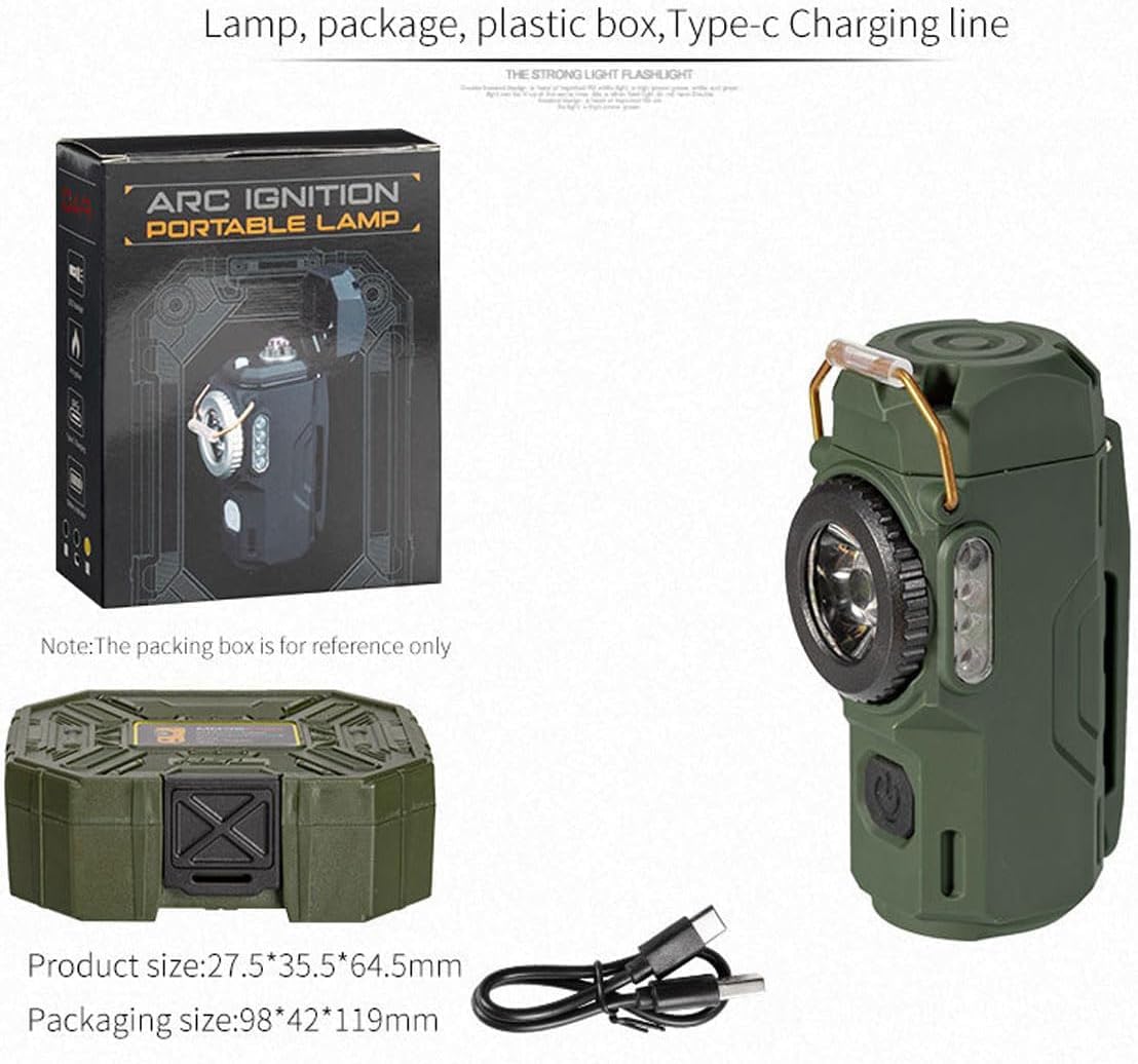 BY-J Electric Lighter with Digital Display and Flashlight - Type C Smart Fast Charge, Plasma Arc, Waterproof and Windproof Flameless Cool for Camping, Hiking, Outdoor Activities, Black