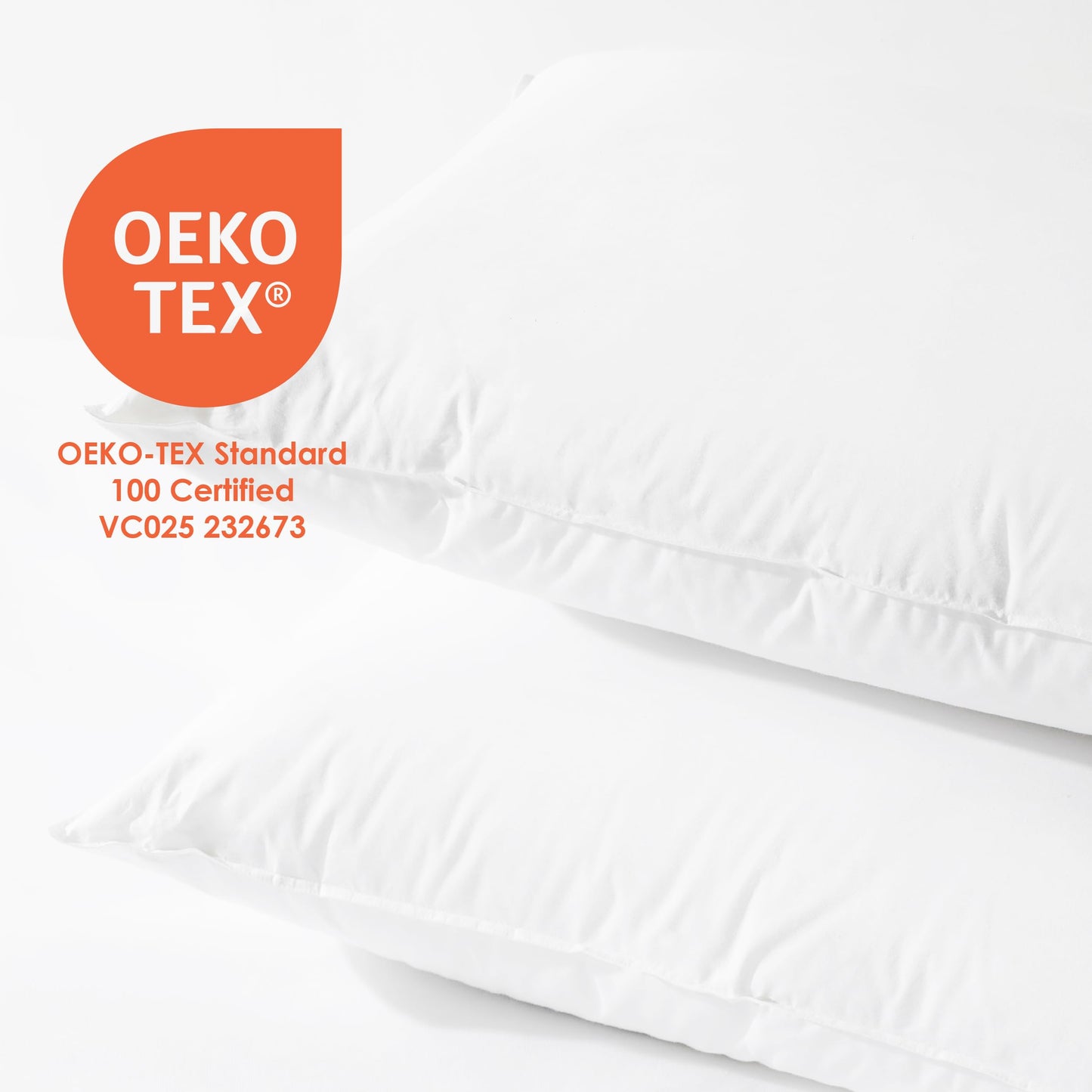 Canadian Down & Feather Co. – Medium 625 Fill Power White Down Sleeping Pillow Queen Size - 500 Thread Count Shell 100% Cotton - Made in Canada