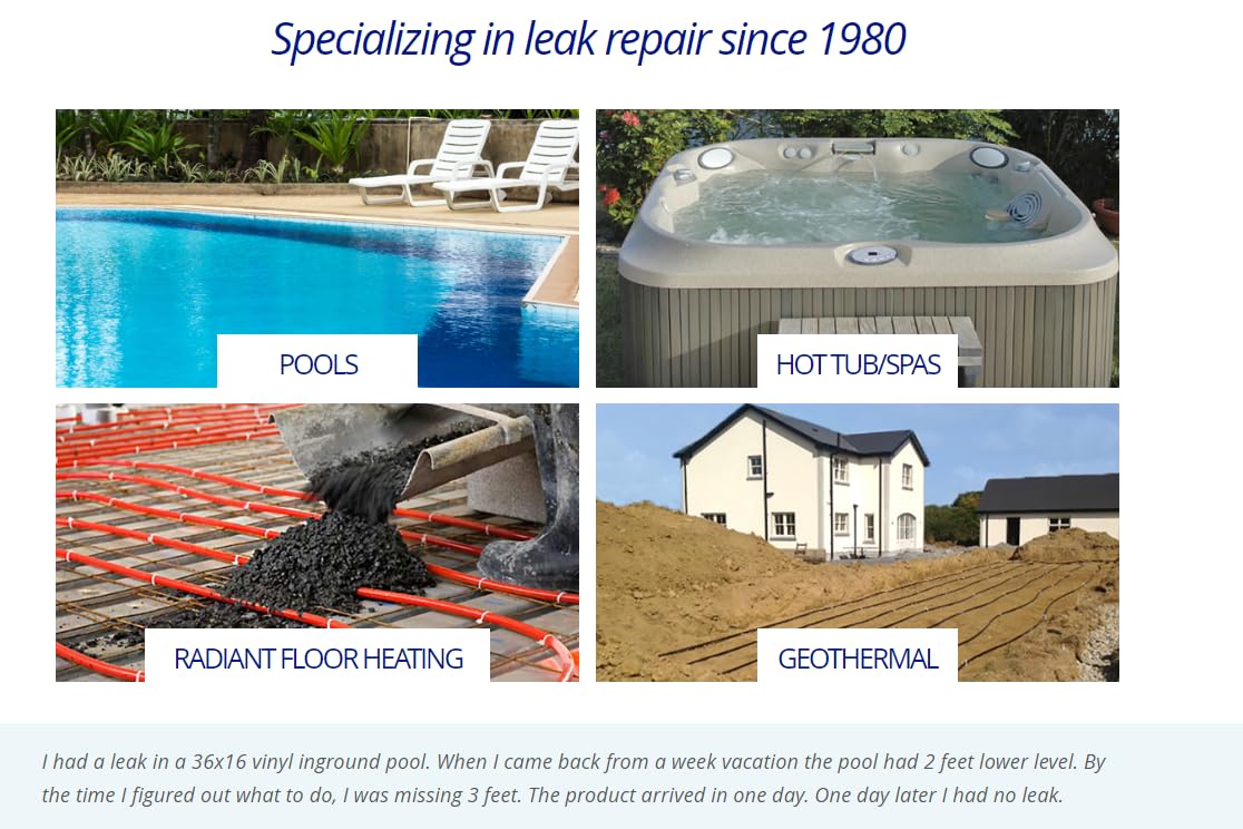 Pool and Hot Tub Leak Sealer from Fix A Leak The Only One - 1 Litre / 32 oz Bottle