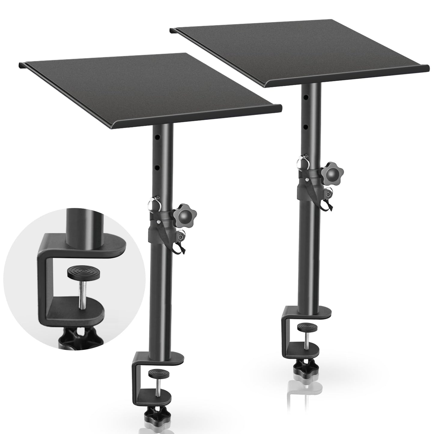 Heavy Duty Studio Monitor Stands Against The Wall, Height 13" to 18.5" Desktop Speaker Stand Stage Black