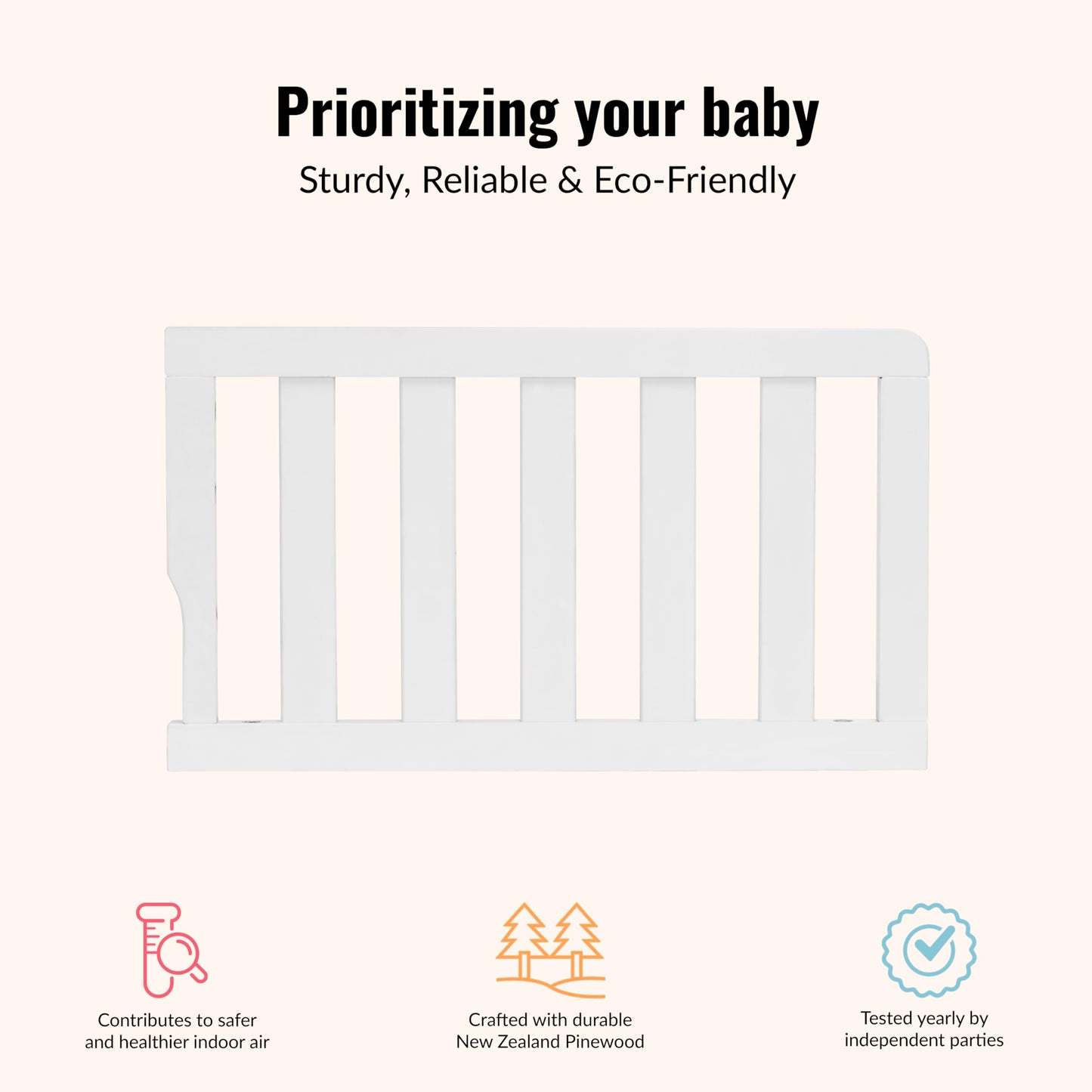 Dream On Me Universal Convertible Crib Toddler Guard Rail in White, Compatible with Select Dream On Me Cribs, Crib to Toddler Bed Conversion, Easily Attachable