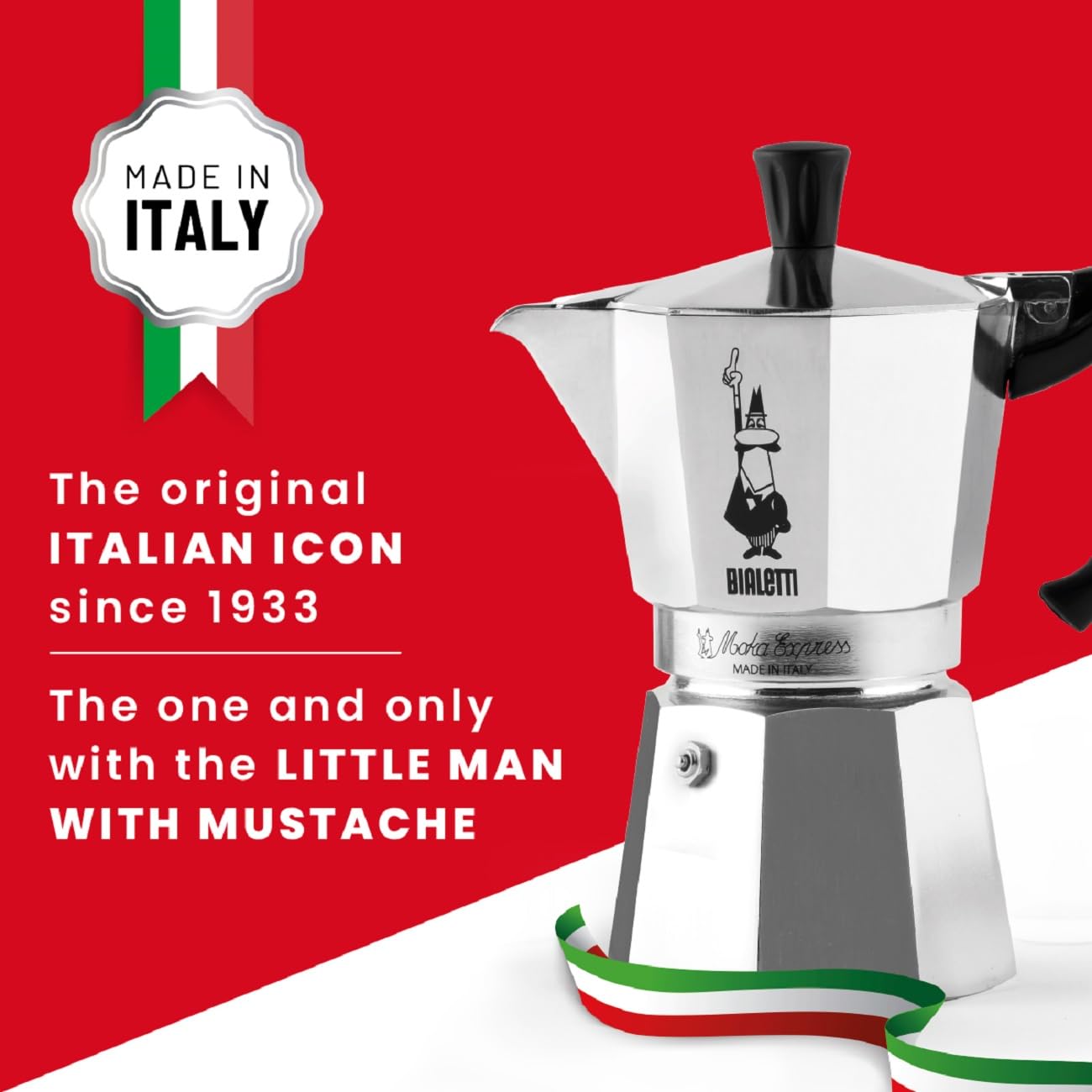 BIALETTI Moka Express 6-Cup Aluminum Stovetop Espresso Maker, Silver