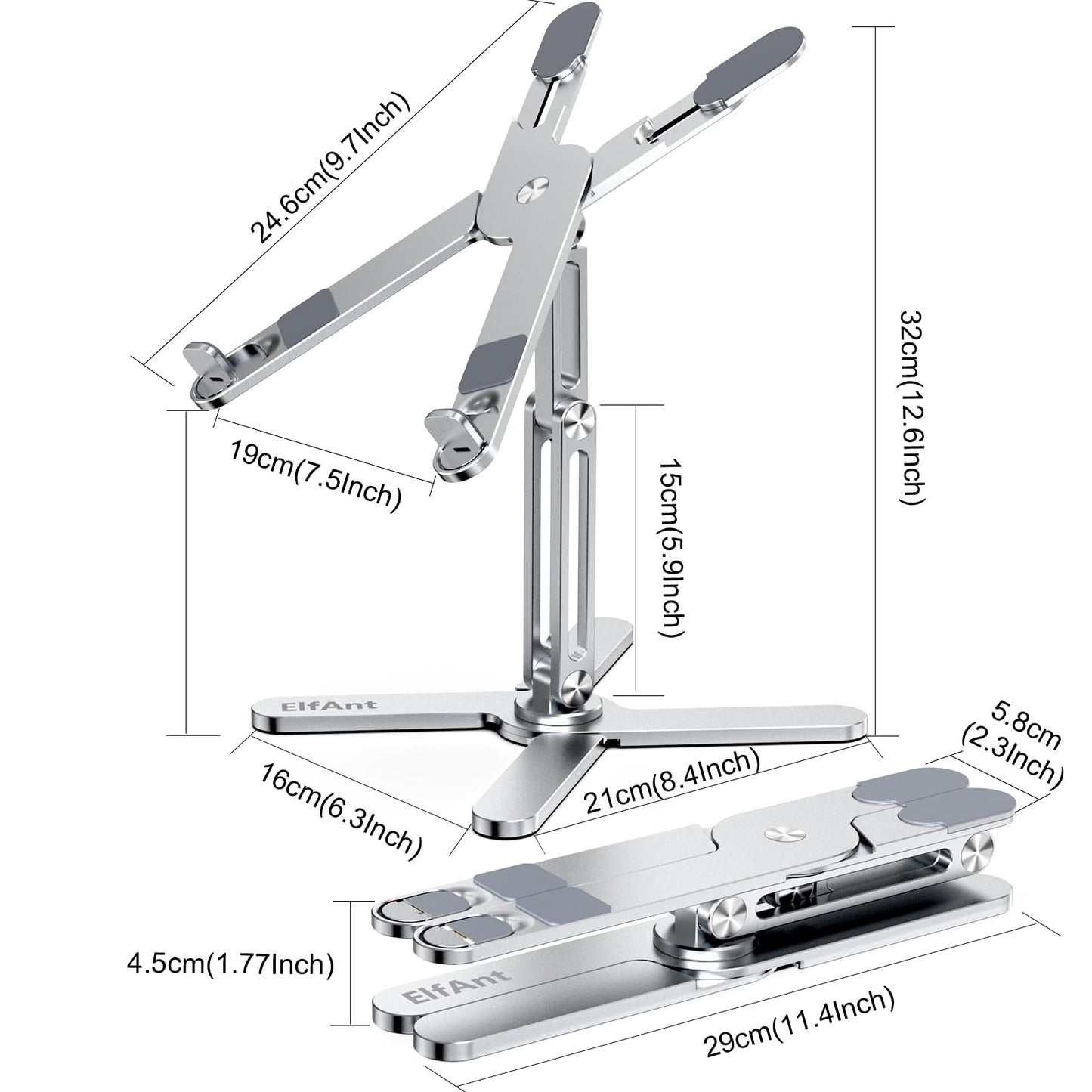 ElfAnt Laptop Stand 360 Degree Rotation Adjustable Portable for 10" - 17" Laptop Tablet