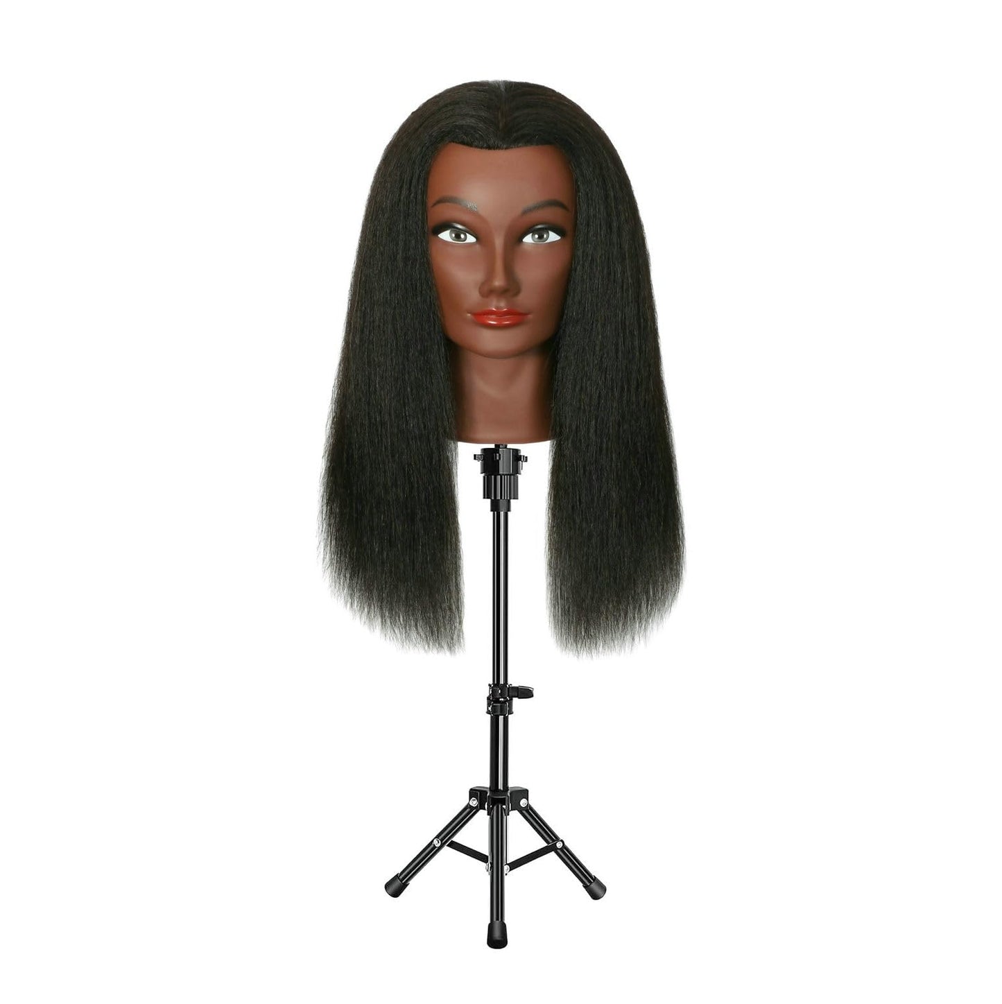 FUTAI Real 100% Human Hair Mannequin Head with Tripod Stand for Hairdresser Practice Manikin Cosmetology Doll Training Head Braiding Styling Curling Cutting Updos Display