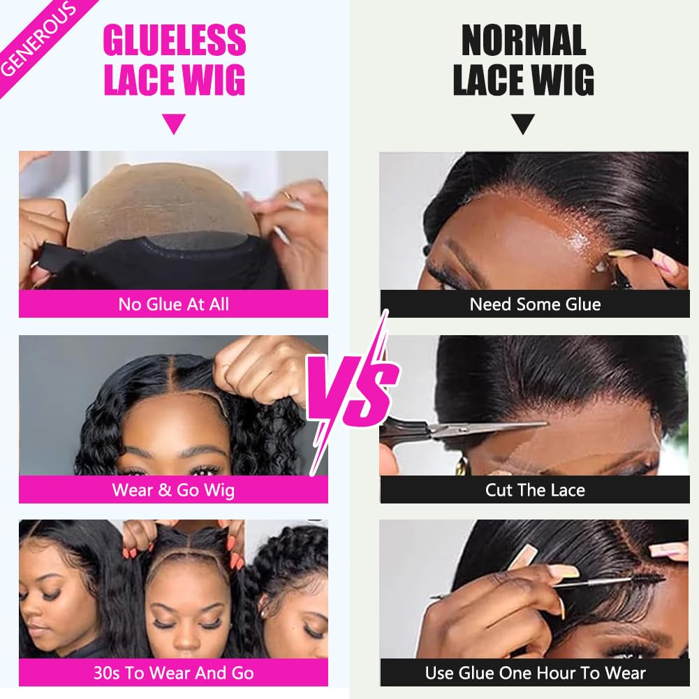 Wigs for Women Human Hair Pre Plucked Deep Wave 4x4 Lace Closure Wigs 12 Inch Deep Curly Bob Wig Human Hair Wigs with Baby Hair Wear and Go Glueless Wigs for Black Women Natural Black