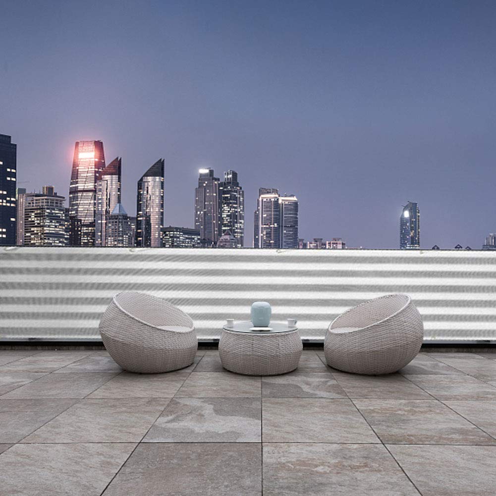 3'x16.4' Balcony Privacy Screen Fenceing,Privacy Fence Cover Windscreen for Deck Patio Pool Apartment Porch,Outdoor Privacy Mesh Fencing Shade Cloth,UV Protection (White-Grey)