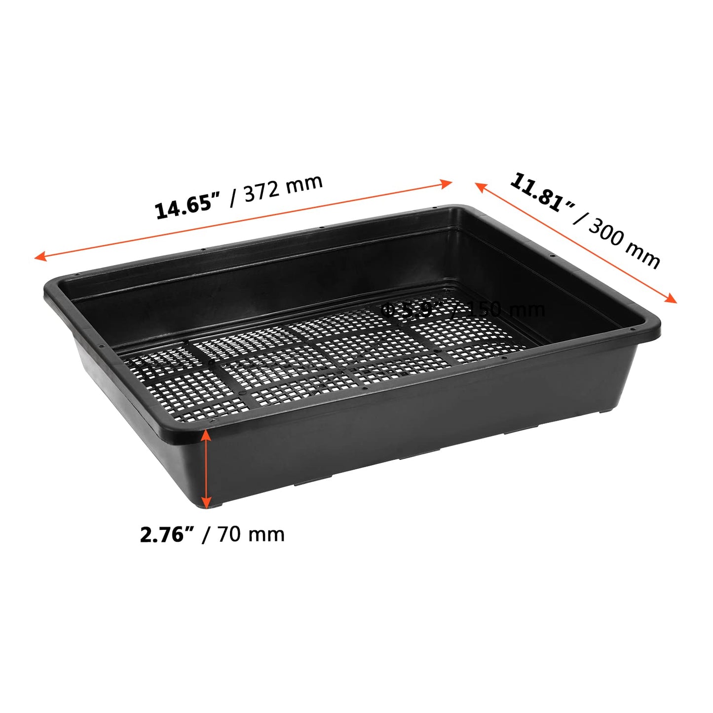 SINJEUN 15 Pcs 15 x 12 in Black Plastic Seedling Trays, Plant Growing Trays with Drain Hole, Sturdy Nursery Pots for Microgreen Plants, Wheatgrass, Hydroponic