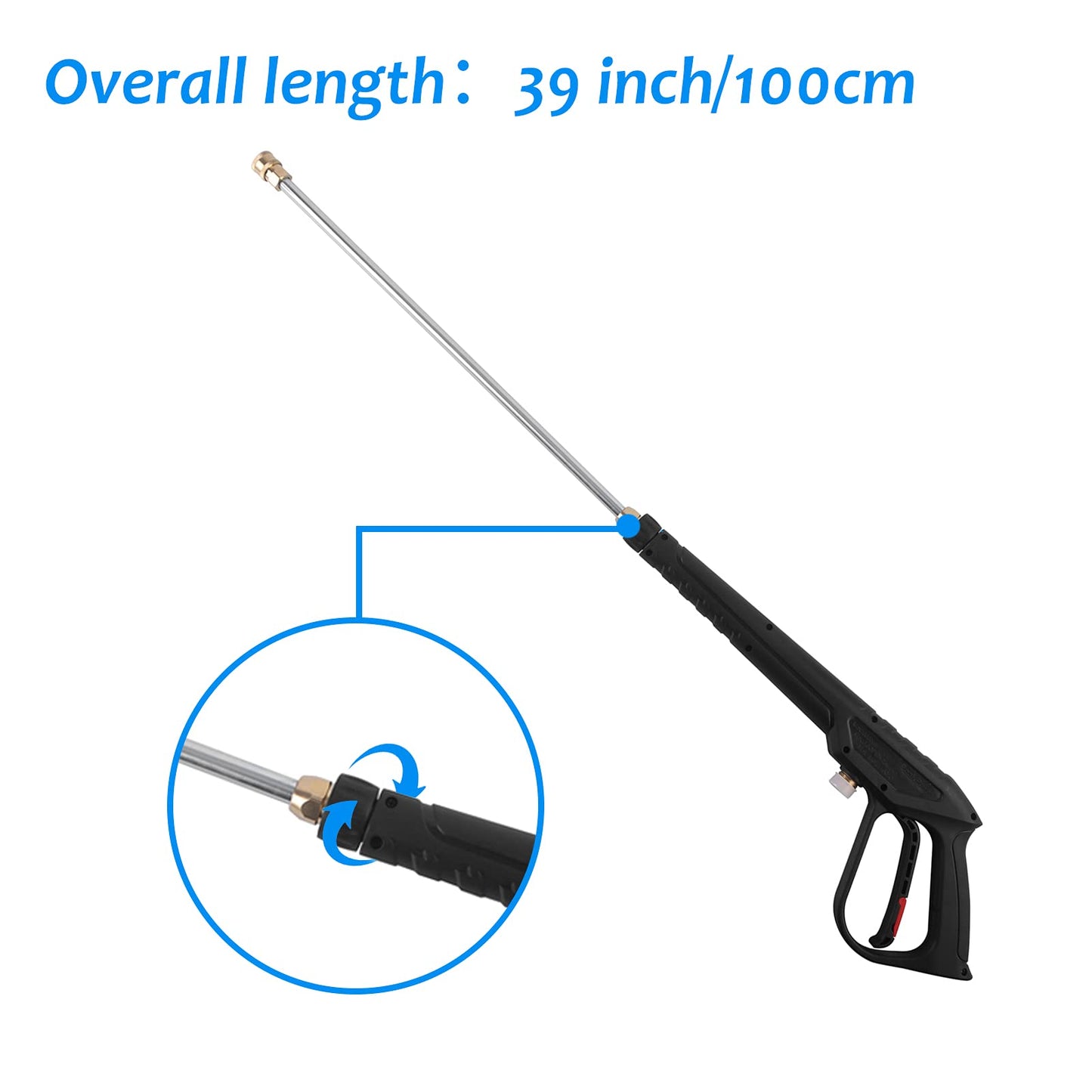 WXNANY High Pressure Washer Gun with Replacement Wand Extension 5 Adjustable Nozzle Tips for Cars Fences Driveways Patios, M22-14mm Fitting, Max 3600 PSI, 6.6GPM