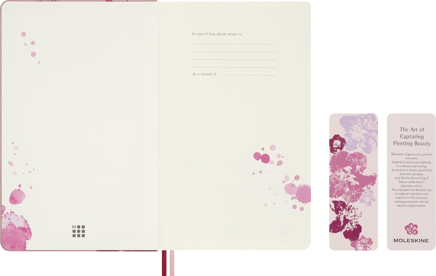 Moleskine Limited Edition Sakura 2026 Blossom Notebook, Hard Cover, Large (5" x 8.25") Plain/Blank, Pink with Gold Accents, 176 pages