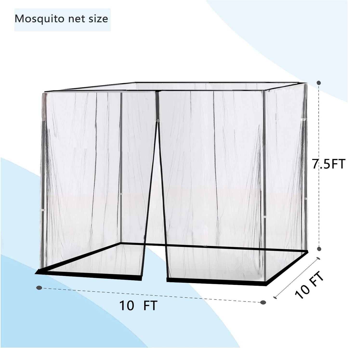 Tiimmgaal 10' x 10' Patio Umbrellas Netting Mosquito Netting, Gazebo Canopy Patio Umbrella Square Clearance or Circularity OtdoorCanopy Umbrella Screen Umbrellas, (Black)（Note: Mosquito Netting only）
