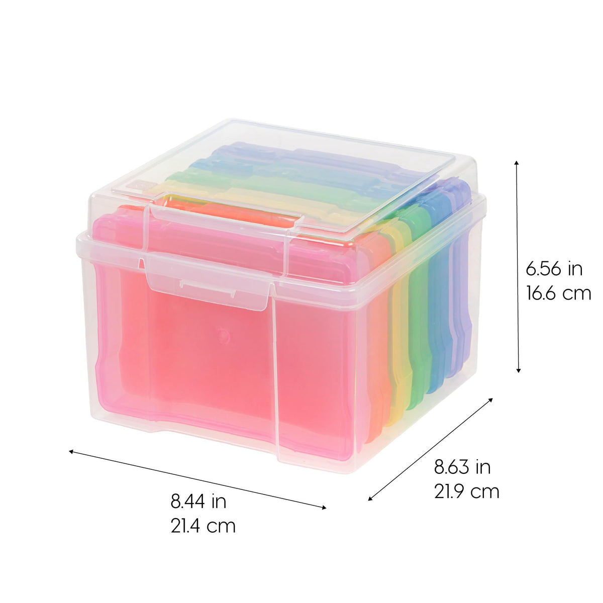 IRIS USA 5" x 7" Photo Storage Craft Keeper, Main Container with 6 Organization Cases For Pictures, Crafts, Scrapbooking, Stationery Storage, Protection and Organization, Clear