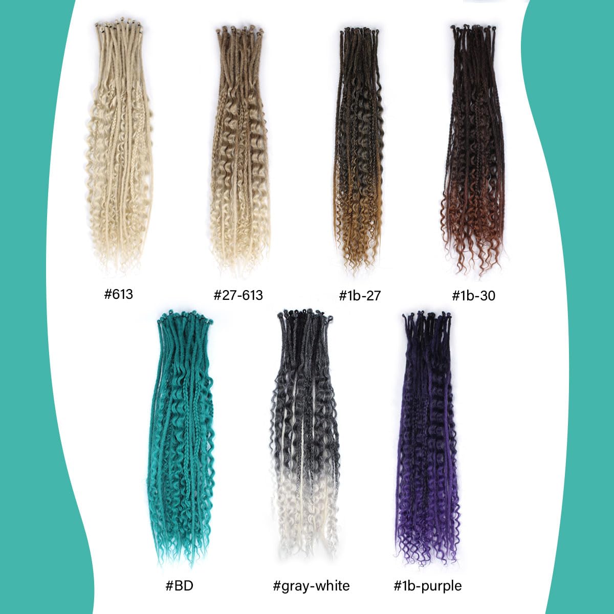Pouweney 24 Inch 3 In 1 Dreadlock Extensions Sets, 30 Strands Mixed Brown to Blonde Synthetic SE Dreads Extensions, 100% Handmade Soft Single Ended Curly Boho Wavy Dreads for Girls