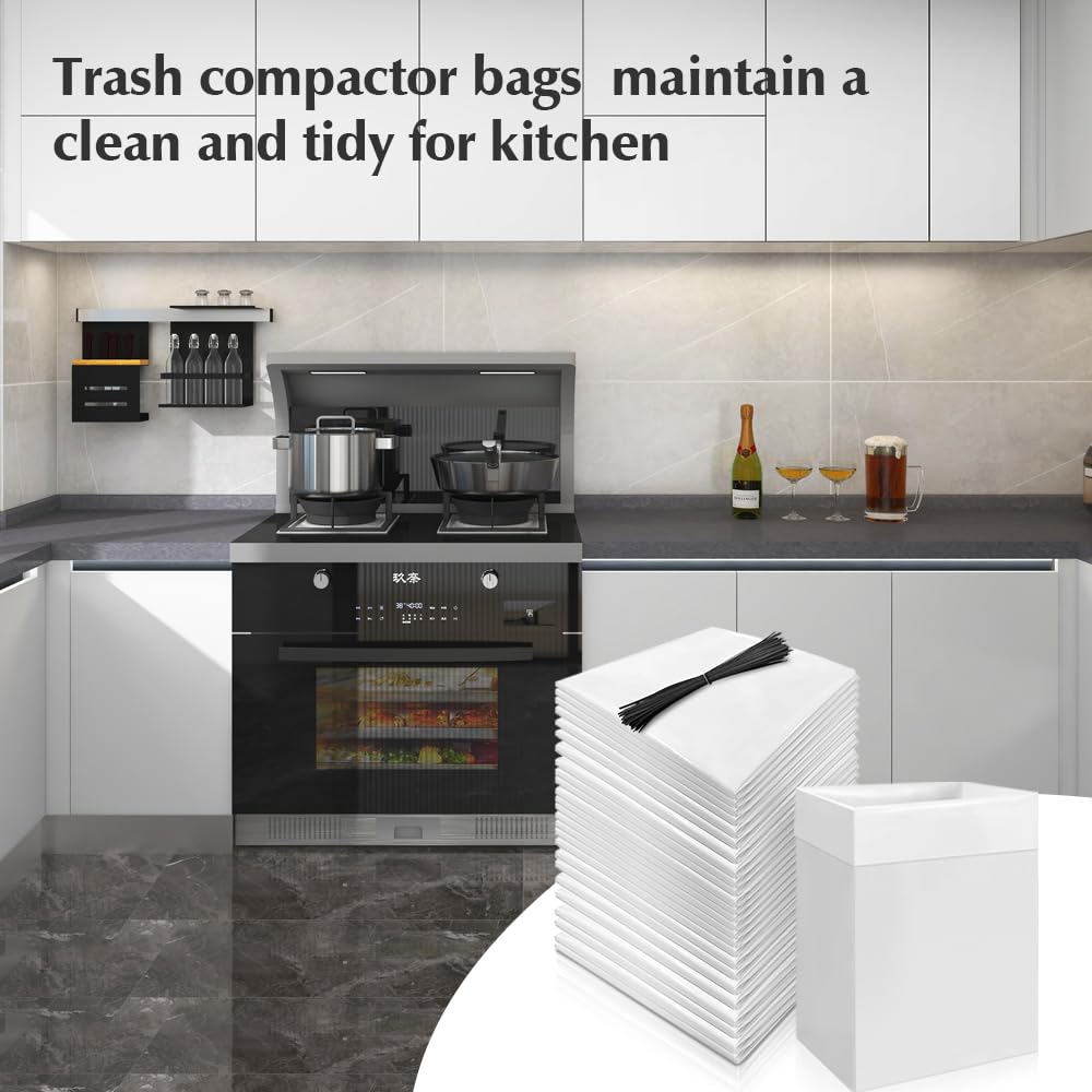 60 Pack W10165294RB Trash Compacts - Leak Proof Kitchen Trash Compacts 60ct 38cm - Fits 15" Rectangular Drawer Compressor