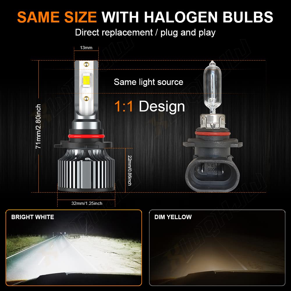 LED Headlight Bulbs For Honda Civic 2004 2005 2006 2007 2008 2009 2010 2011 2012 2013 2014 2015 2015 Dodge Journey 2009-2019,Replacement Halogen Headlamp, 6000K White Super Bright, Plug and Play, 4PCS