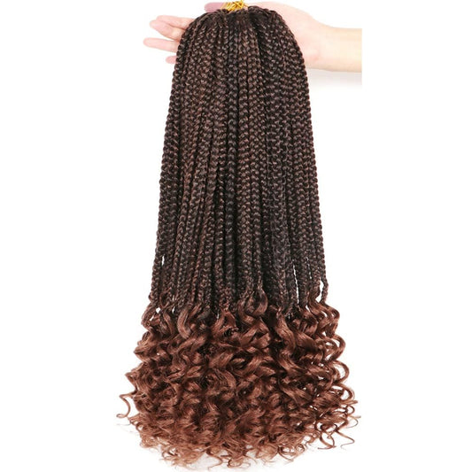 7 Packs 18 Inch Box Braids Crochet Braids with Curly Ends 3X Box Braid Crochet Hair Extension 20 Strands/Pack (18 Inch, T30#)