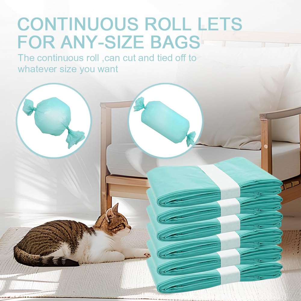 Cat Litter Refill Bags Compatible with Litter Champ Pail, Litter Waste Receptacle Refill Liners,Lightly Scented,6 Pack