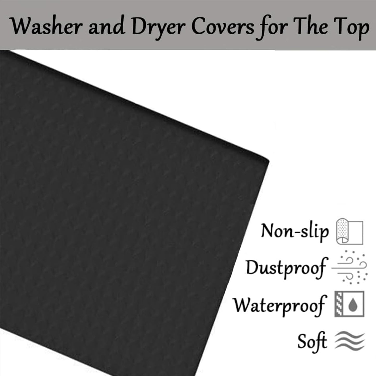 54" x 27.5" Washer and Dryer Covers for The Top, Large Non Slip Silicone Mat for Washing Machine and Dryer Top Protector, with Cleaning Sponge，Dust-Proof Washer Cover Pad Laundry Room Kitchen (Black)