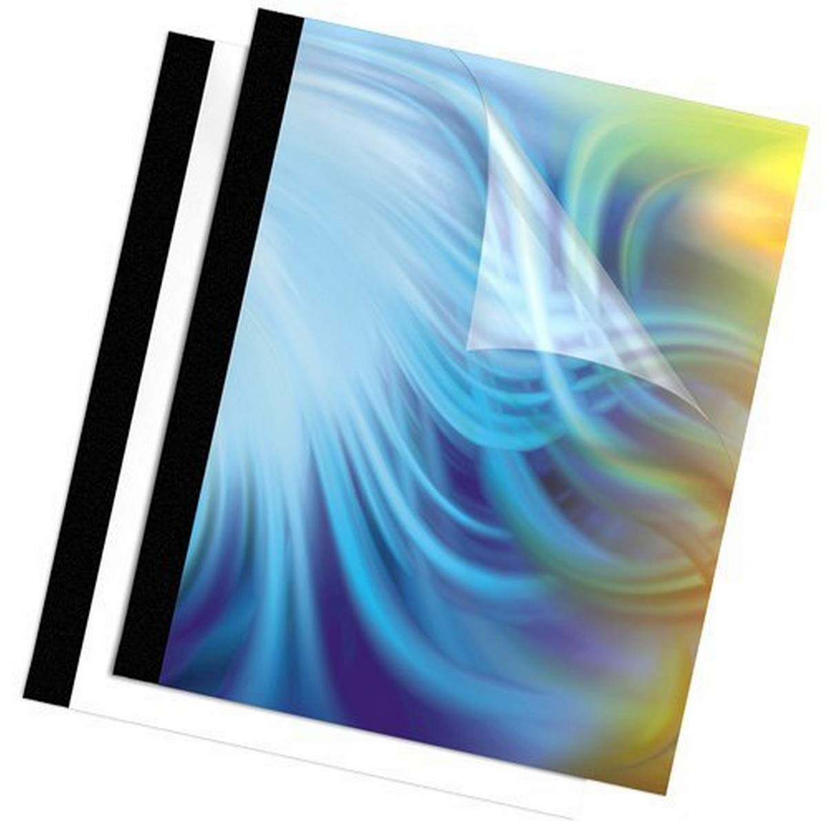 Fellowes Thermal Presentation Covers-3/8-Inch, 90 Sheets, -90 Sheet Capacity-Rectangular-Polyvinyl Chloride (PVC)-10/Pack-Clear, Linen-Textured Black, 11" x 8.5" x 0.4"