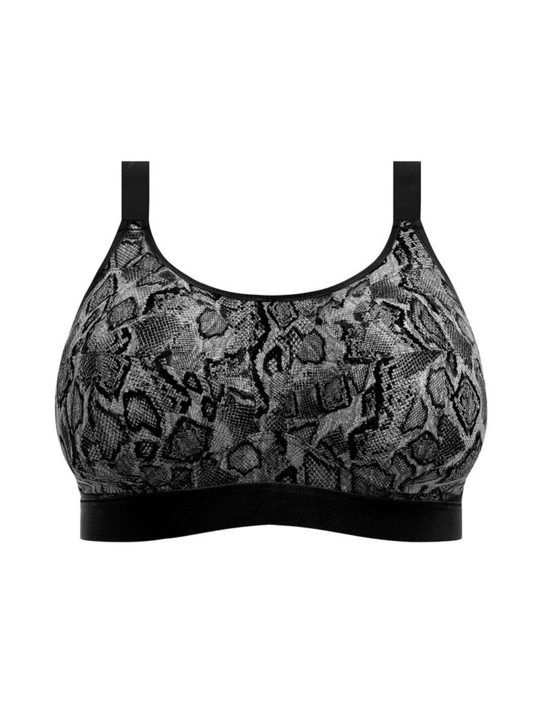 GODDESS Women's Plus Size Non Wired Comfort Sports Bra, Black Snake, 38K