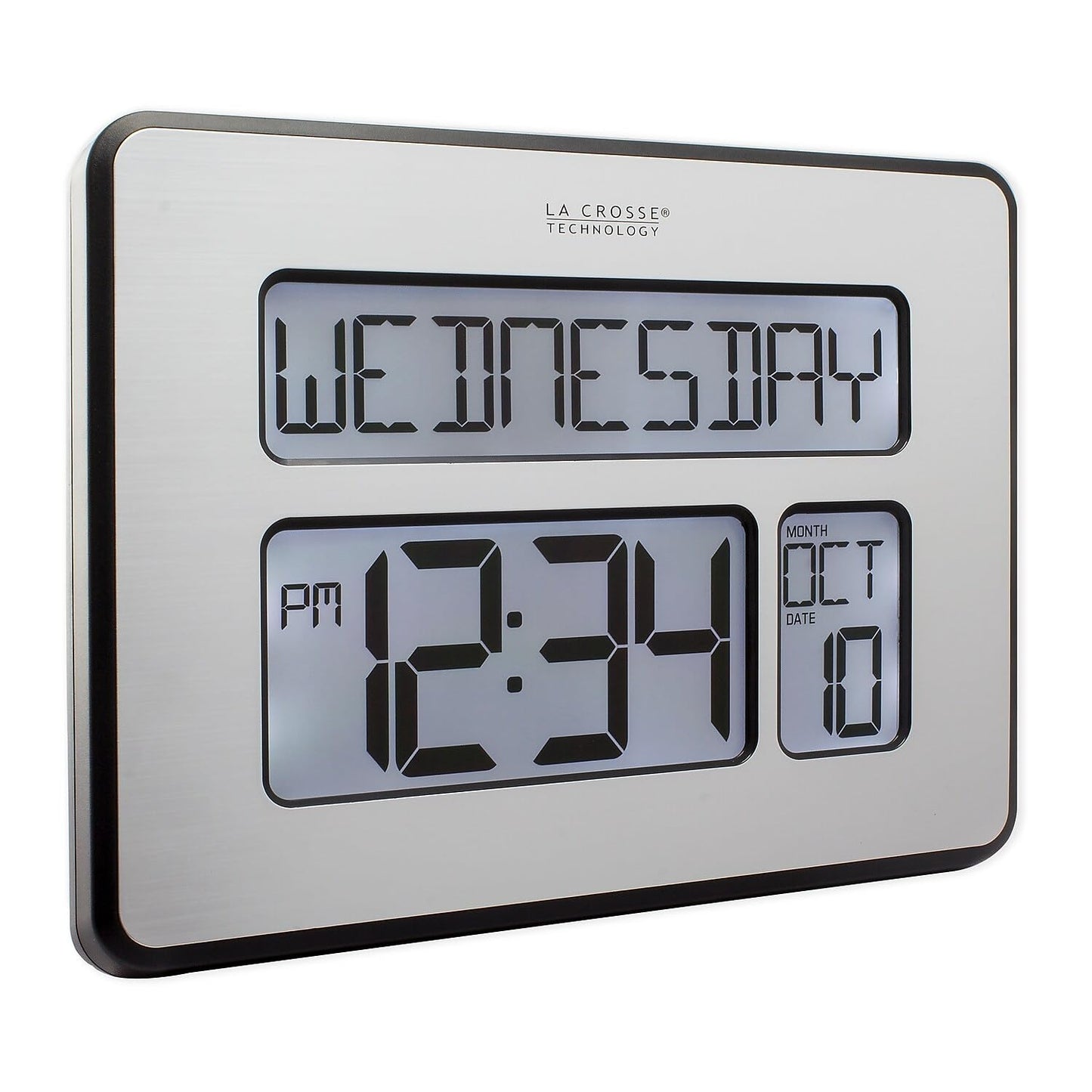La Crosse Technology C86279 Atomic Full Calendar Clock with Extra Large Digits for The Elderly, 11.25 in. x 2.10 in. x 12.00 in.