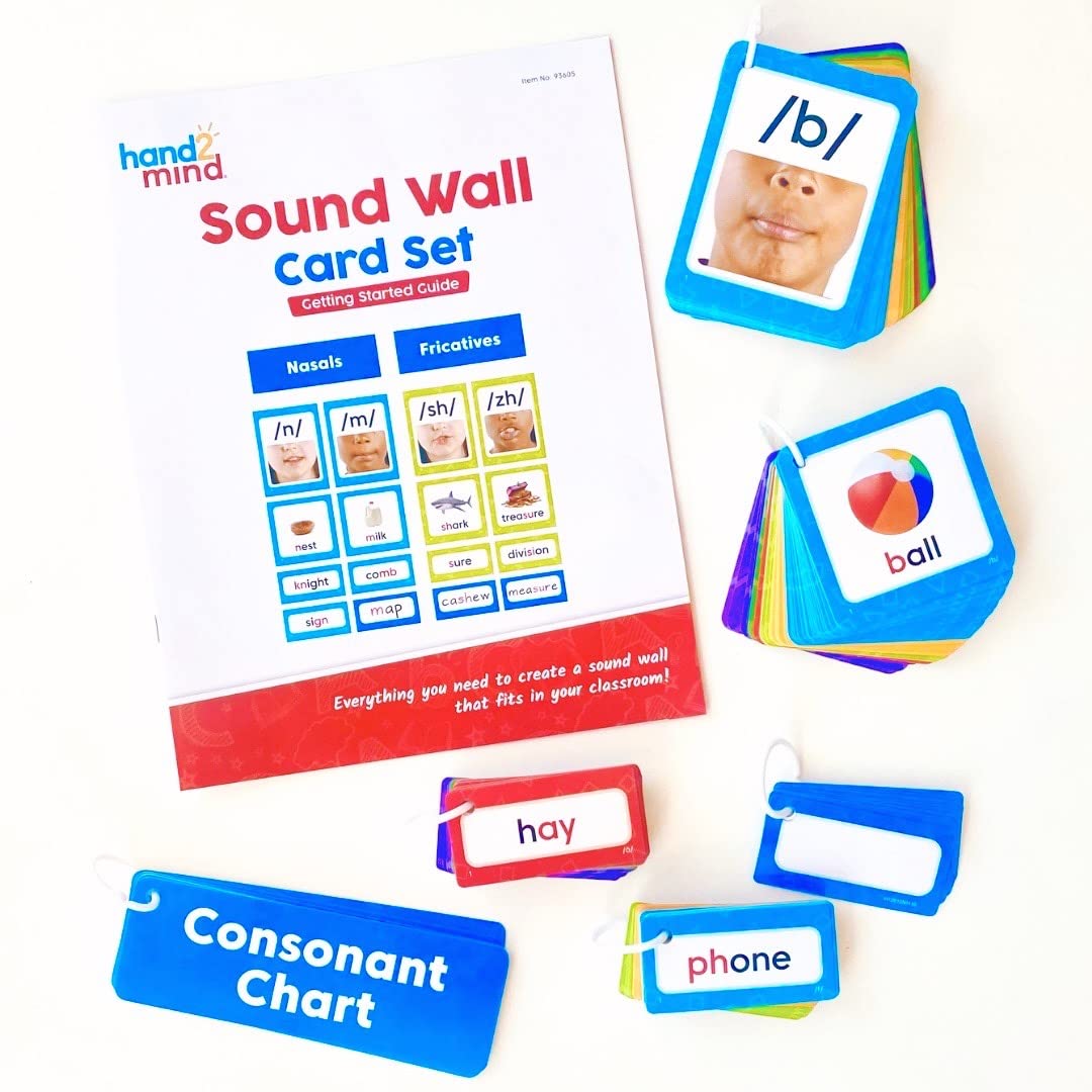 hand2mind Sound Wall Kit, Phonemic Awareness, Phonemic Chart, Letter Sounds, Speech for Kids, Speech Therapy Materials, Phonics for Kindergarten, Speech Therapy Tools, Reading Posters (169 Cards)
