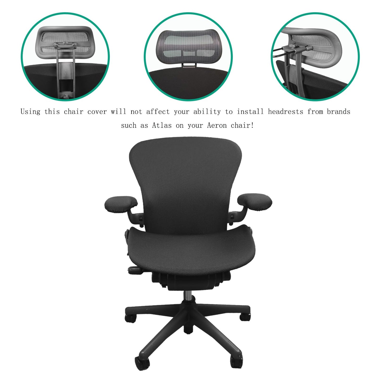 4-Piece Office Chair Set, Compatible with Herman Miller Aeron Office Chair, Size B (Black)