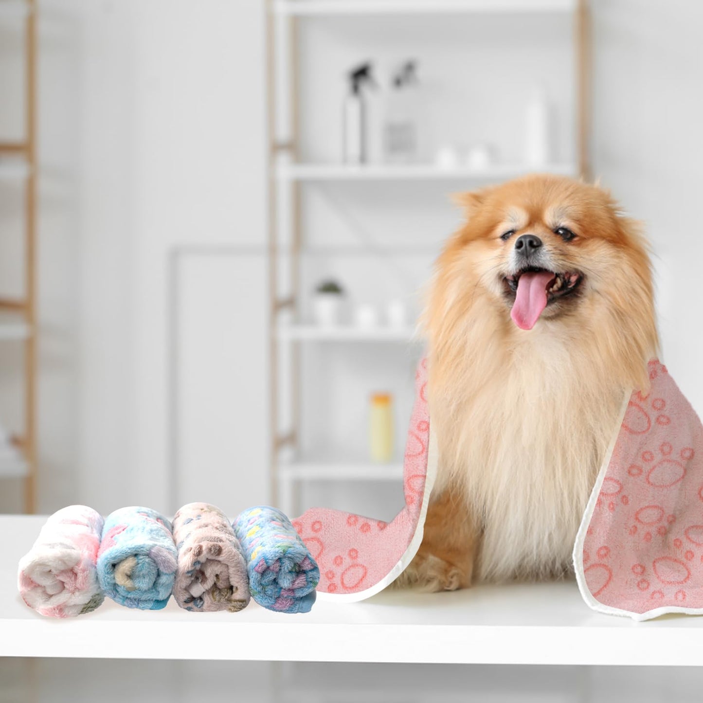 20 Pack Fluffy Pet Blanket, Warm Soft Cat Dog Blankets with Cute Pattern, Washable Flannel Throw for Puppies Small Dogs Cats Kittens (24 x16 inch) (10 Color)