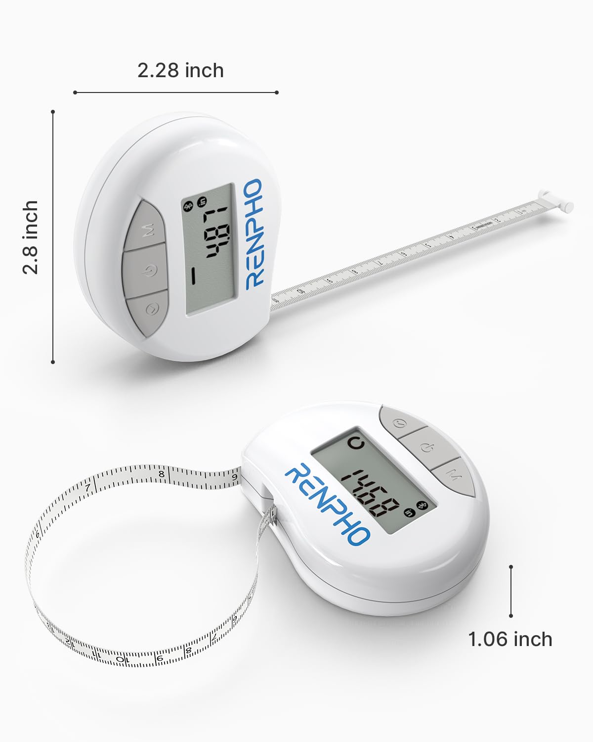 Smart Tape Measure RENPHO Bluetooth Measuring Tapes for Body Measurement Muscle Gain Fitness Bodybuilding Retractable Circumferences Inches & cm