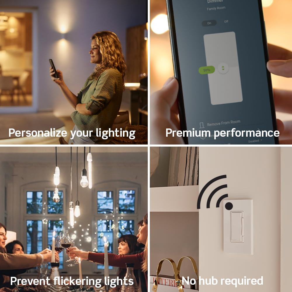 Leviton Decora Smart 0-10V Dimmer Switch, Wi-Fi, Neutral Wire Required, D2710-1BW, White