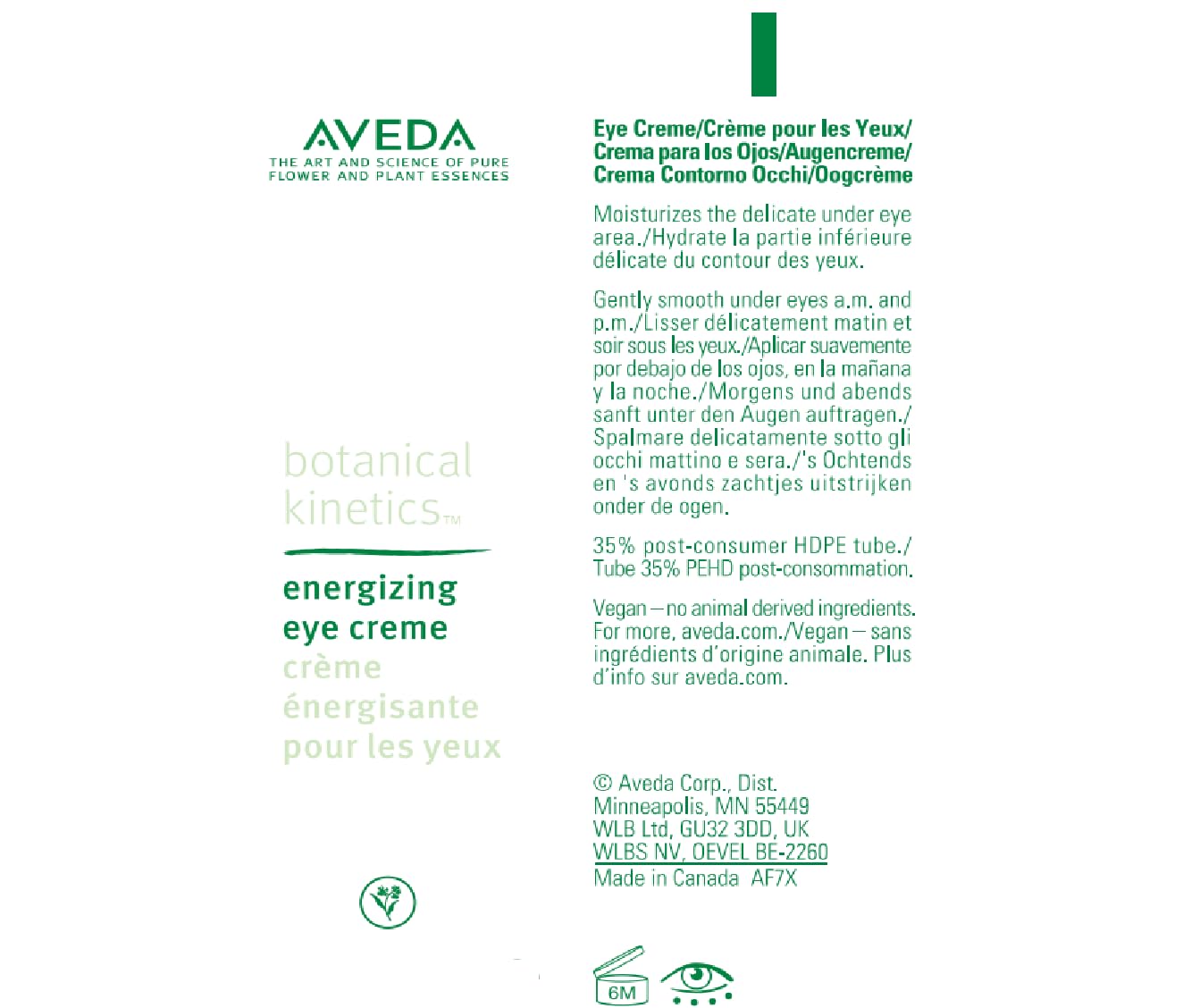 Aveda Botanical Kinetics Energizing Eye Creme | Helps Brighten Under Eyes, Reduces the Look of Dark Circles | with Licorice Root and Caffeine | 96% Naturally Derived*, 15ml