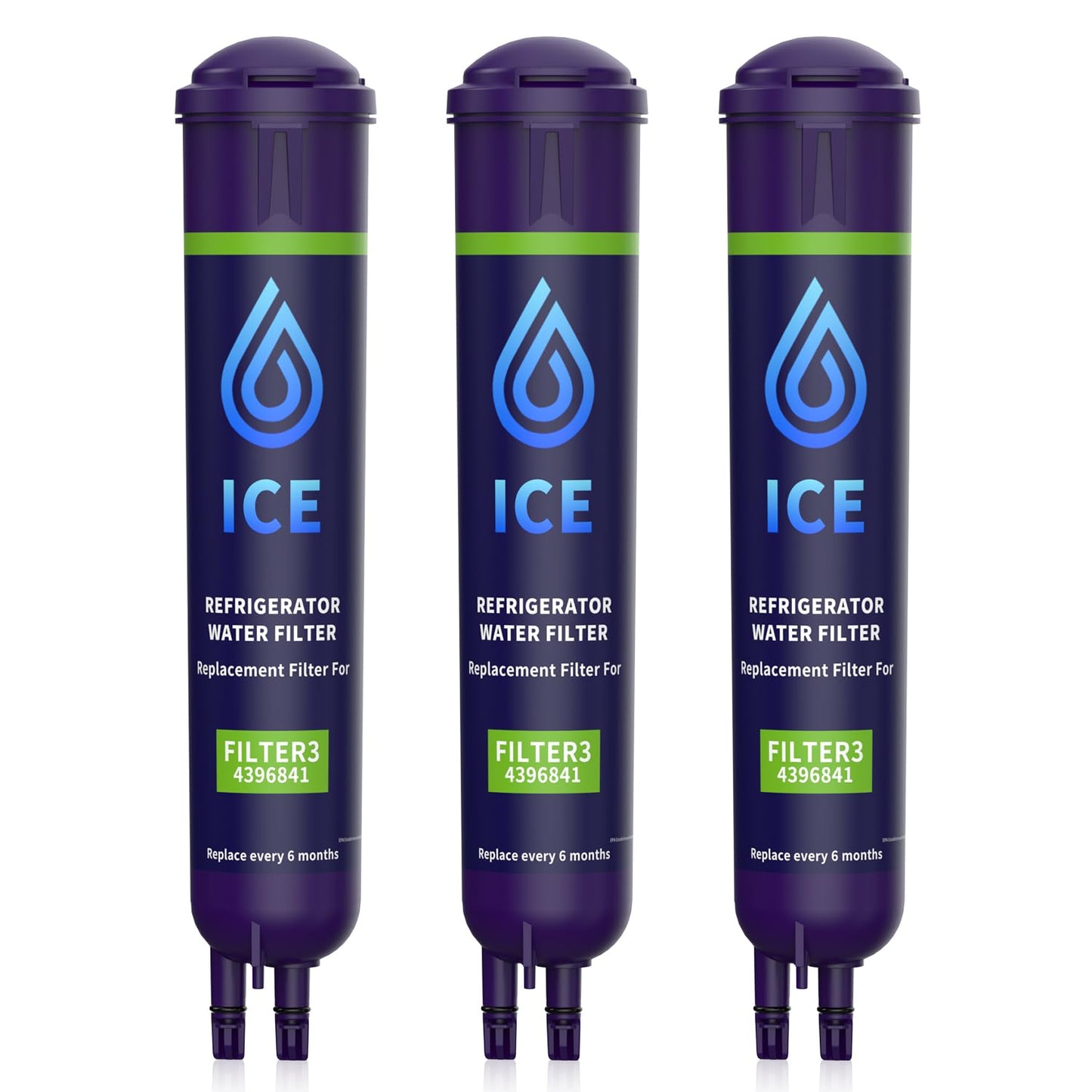 Perfect Ice Refrigerator Water Filter Compatible with Whirlpool EDR3RXD1,EDR3RXD1B,4396841,4396710,4396710P,4396710B, Kenm0re 9083,9030,46-9030(3 Pack Blue)