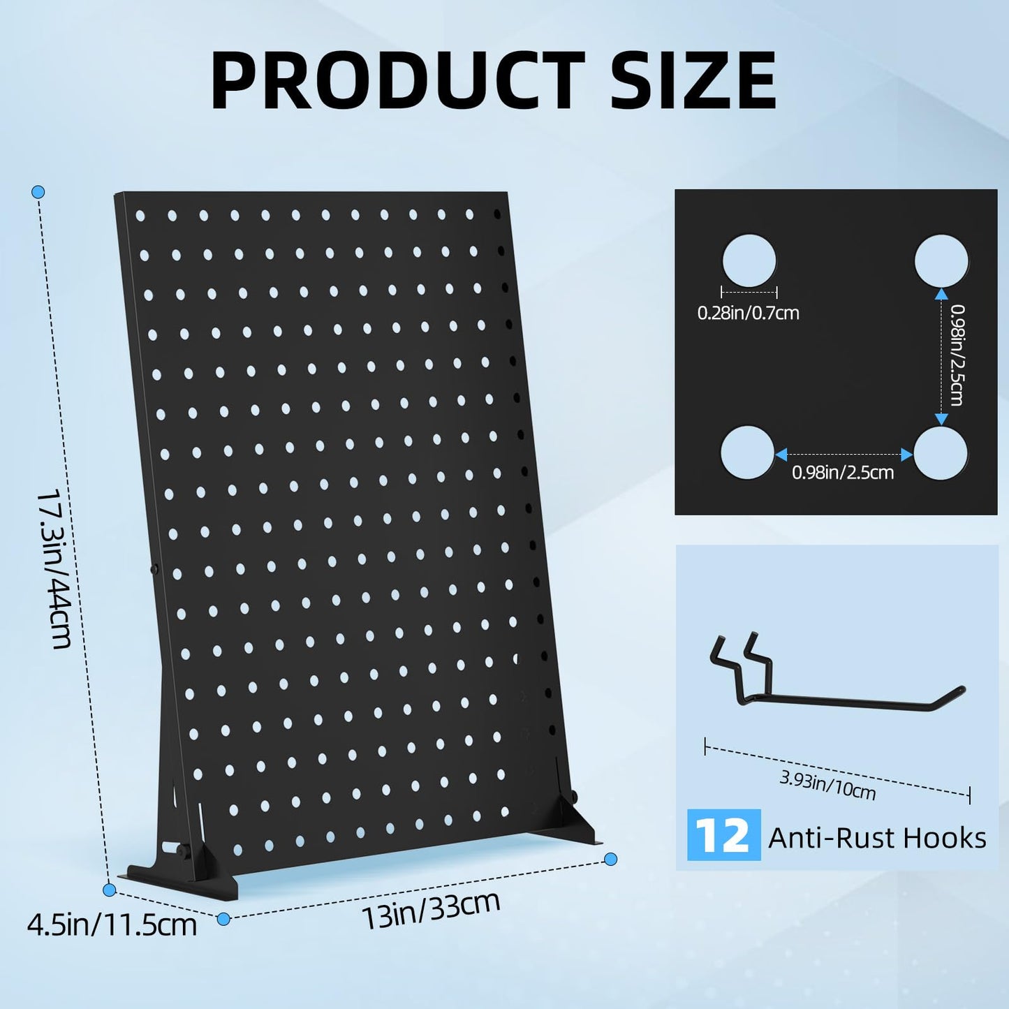 Urban Deco Pegboard Display Stand with 12 Hooks for Craft Shows & Fairs - Metal Peg Board Rack Jewelry Display for Retail Vendors Accessories - Earring & Keychain, 16 x 12 Inch (1 PCS, Black)