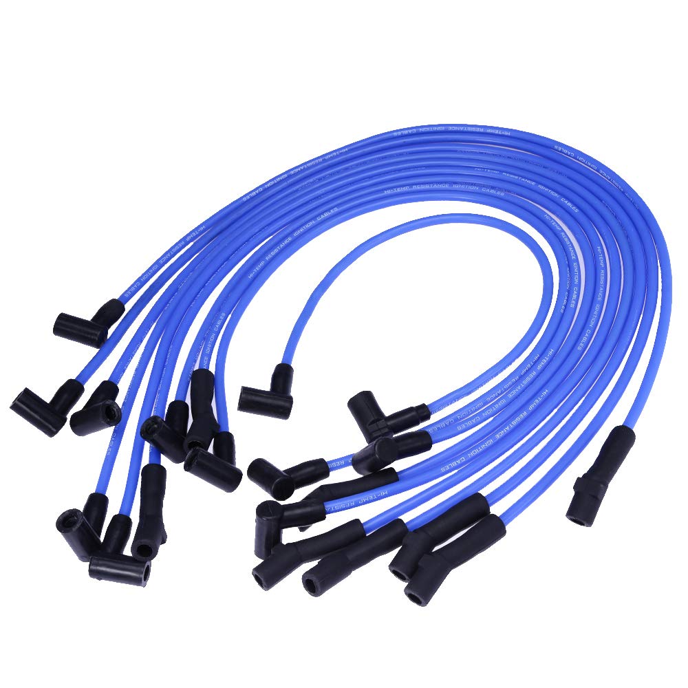 New Racing 9mm BLUE Spark Plug Wire Set Ignition Wire Set Replacement for Ford F-150 F150 Mustang 5.0L 5.8L, SBF 302